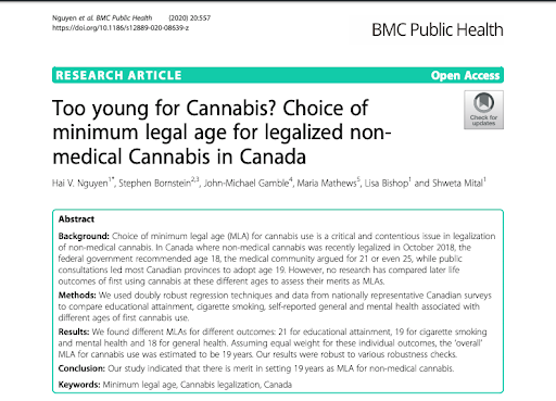 DOES AGE MATTER IN CANNABIS USE? 1 Click here to read an article published by Inverse.com 5. explaining the study in an easy to read way (that doesn’t require a degree to understand) or read the paper here 2.