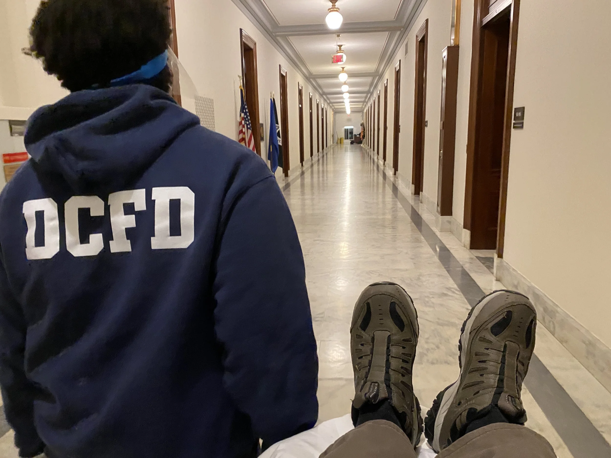 My first ride on a gurney, passed out on a live shot with a senator.  They wanted to take me to a DC hospital, I got off and drove to my doctor...  I was dehydrated.