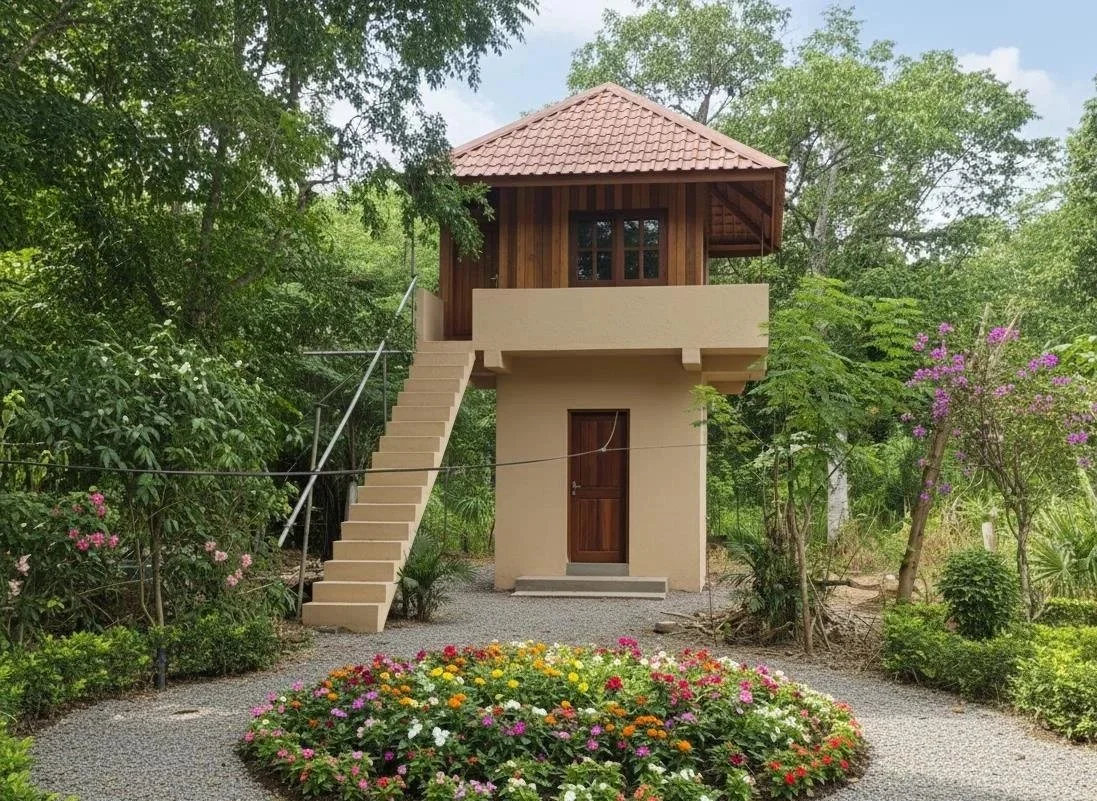 Dhamma Arana - Construction plan 3D digital view.