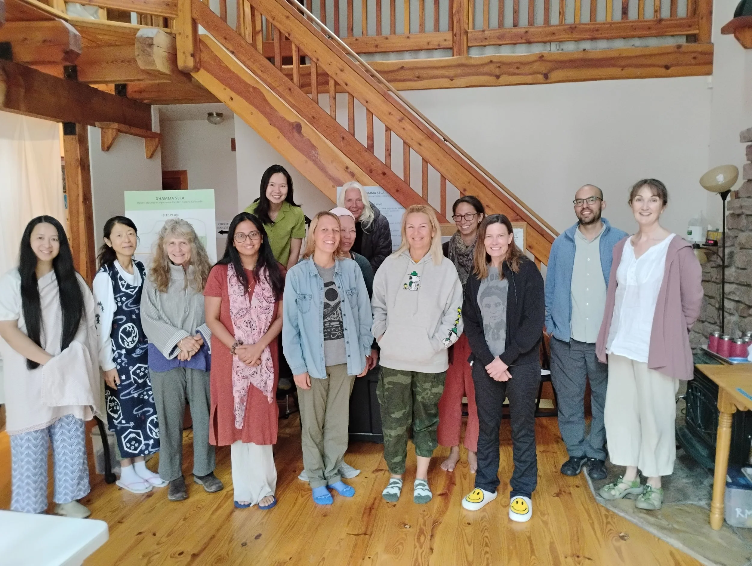 Happy faces on the metta day of a Satipatthana course.