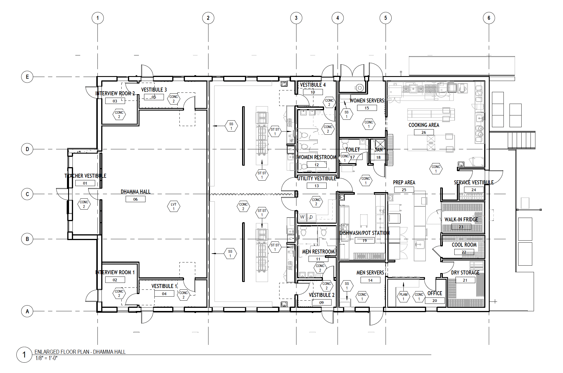 Multi-purpose building floor plan.