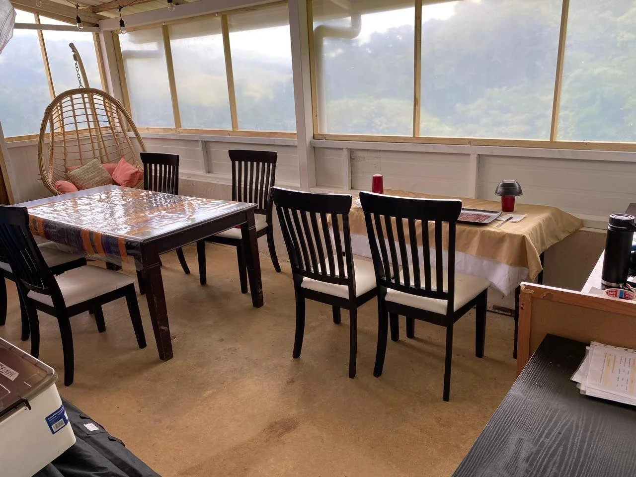 Enclosed dining area. 