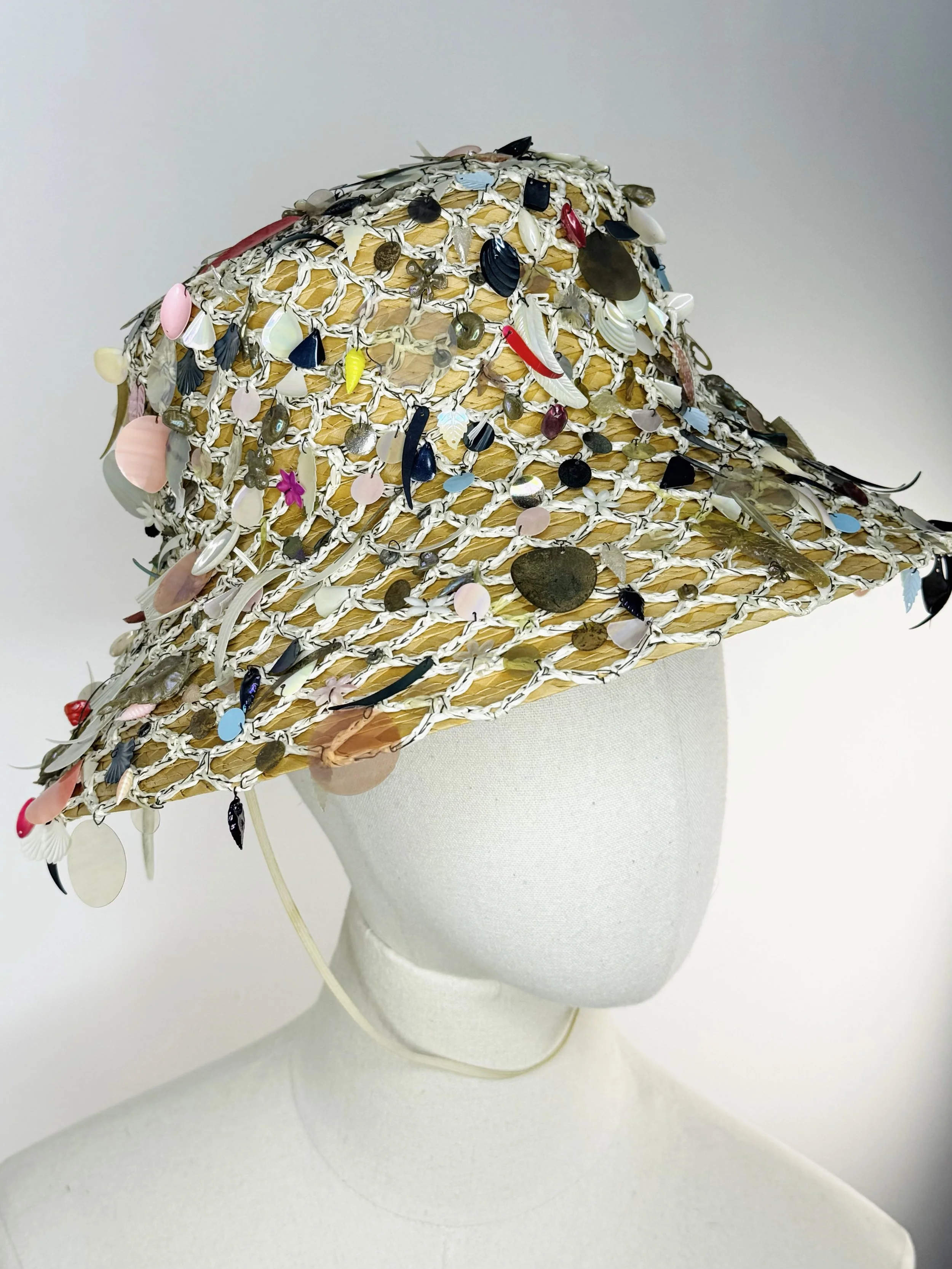 Wild 1950s Italian sequin beach hat