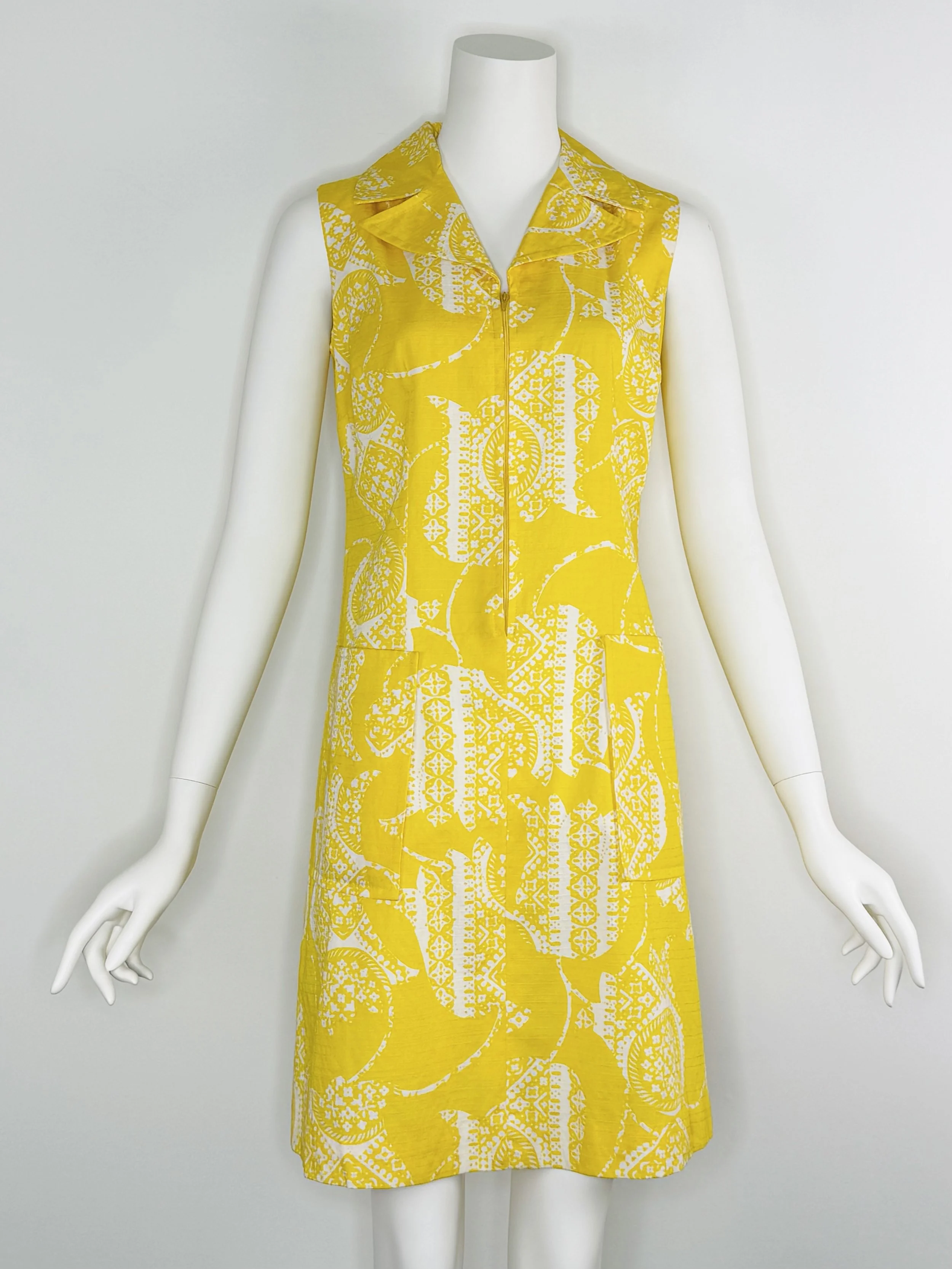 1960s lemon yellow shift dress