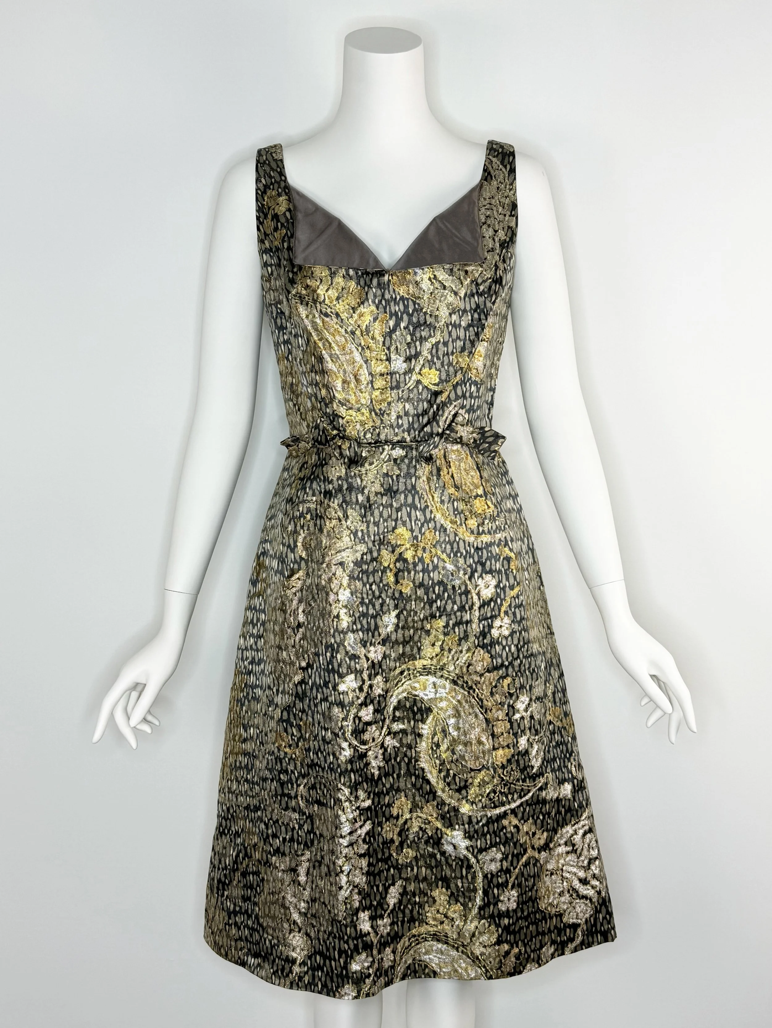 1960s silk brocade cocktail dress by Helga