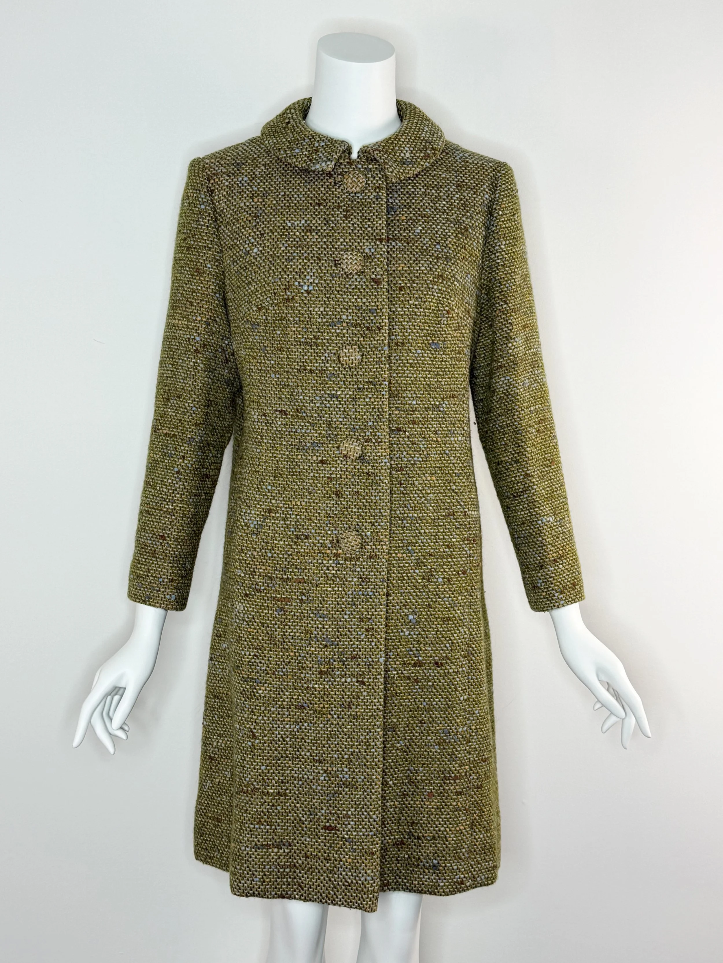 1960s wool speckled tweed coat