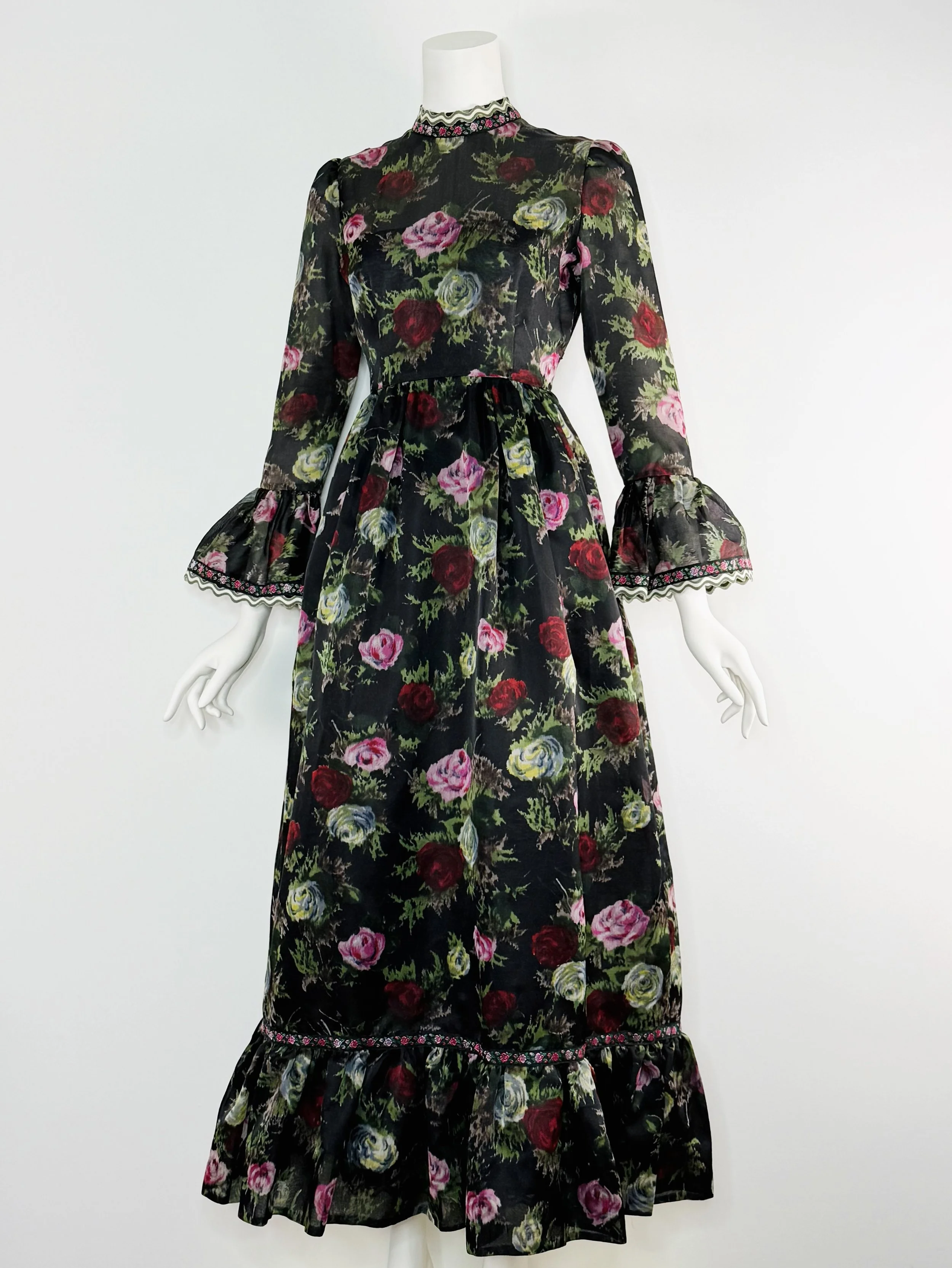 1950s silk organza Tina Leser floral gown