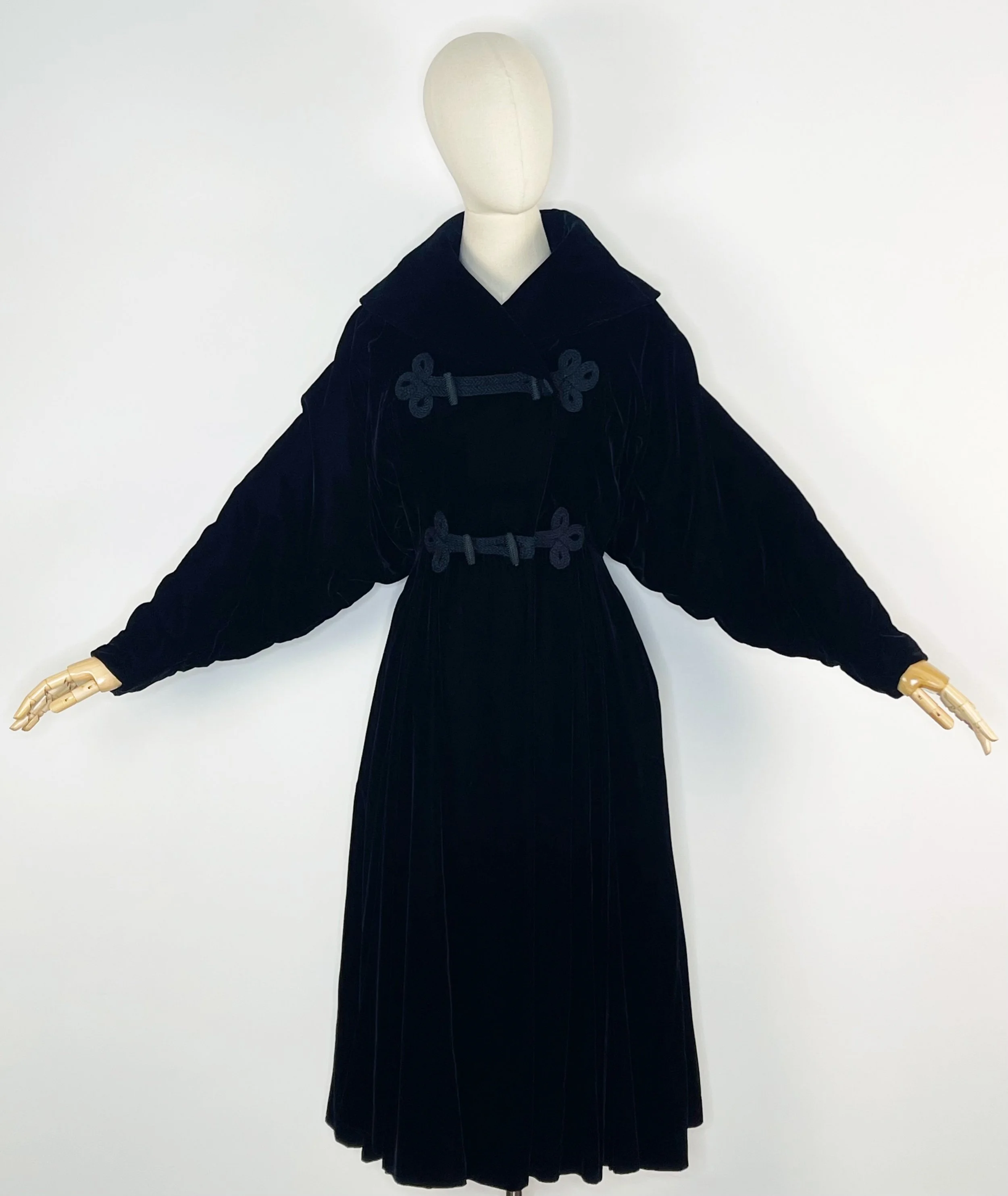 1950s black velvet coat originally sold at Russeks