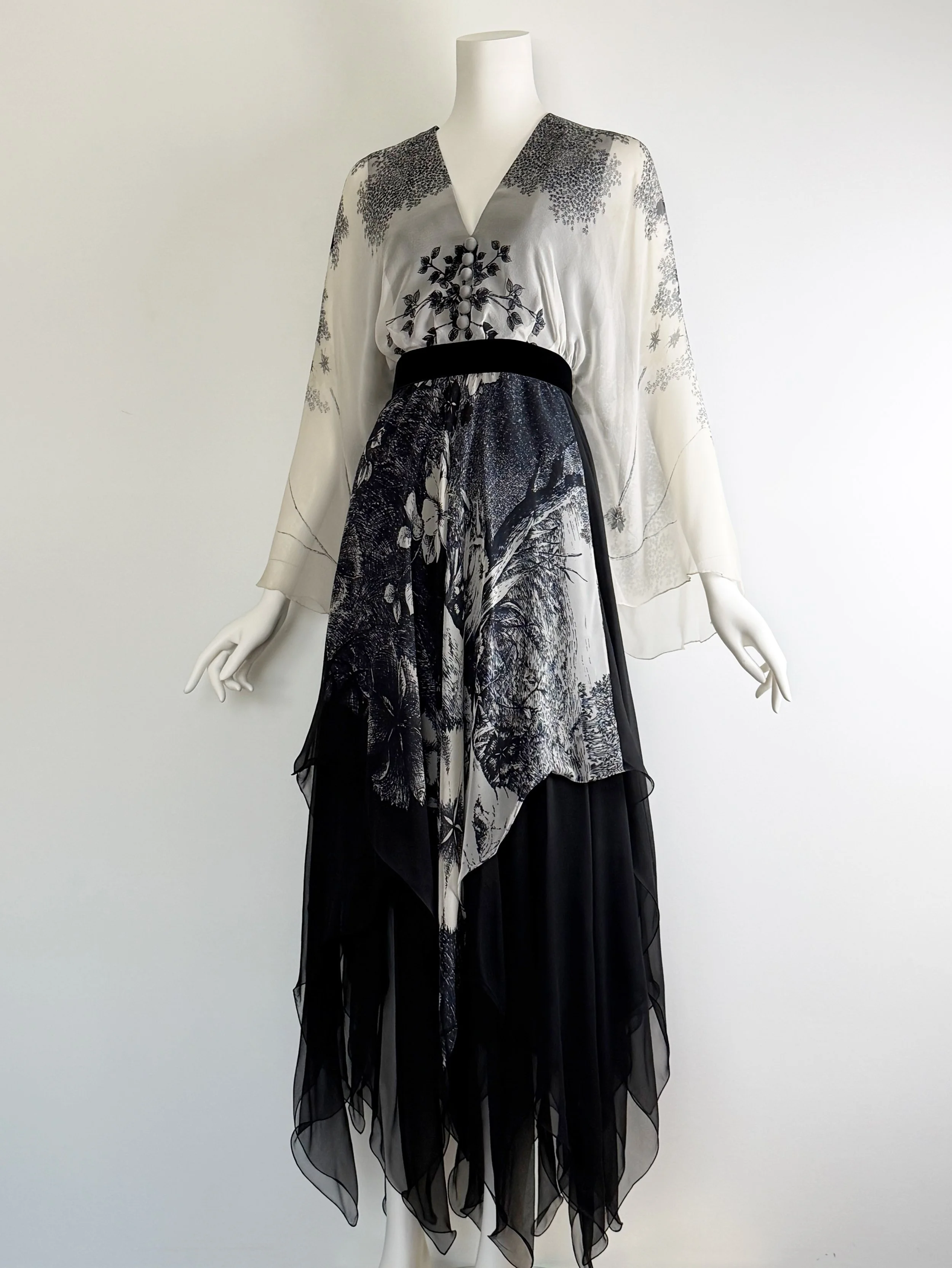 1970s Hanae Mori silk chiffon dress