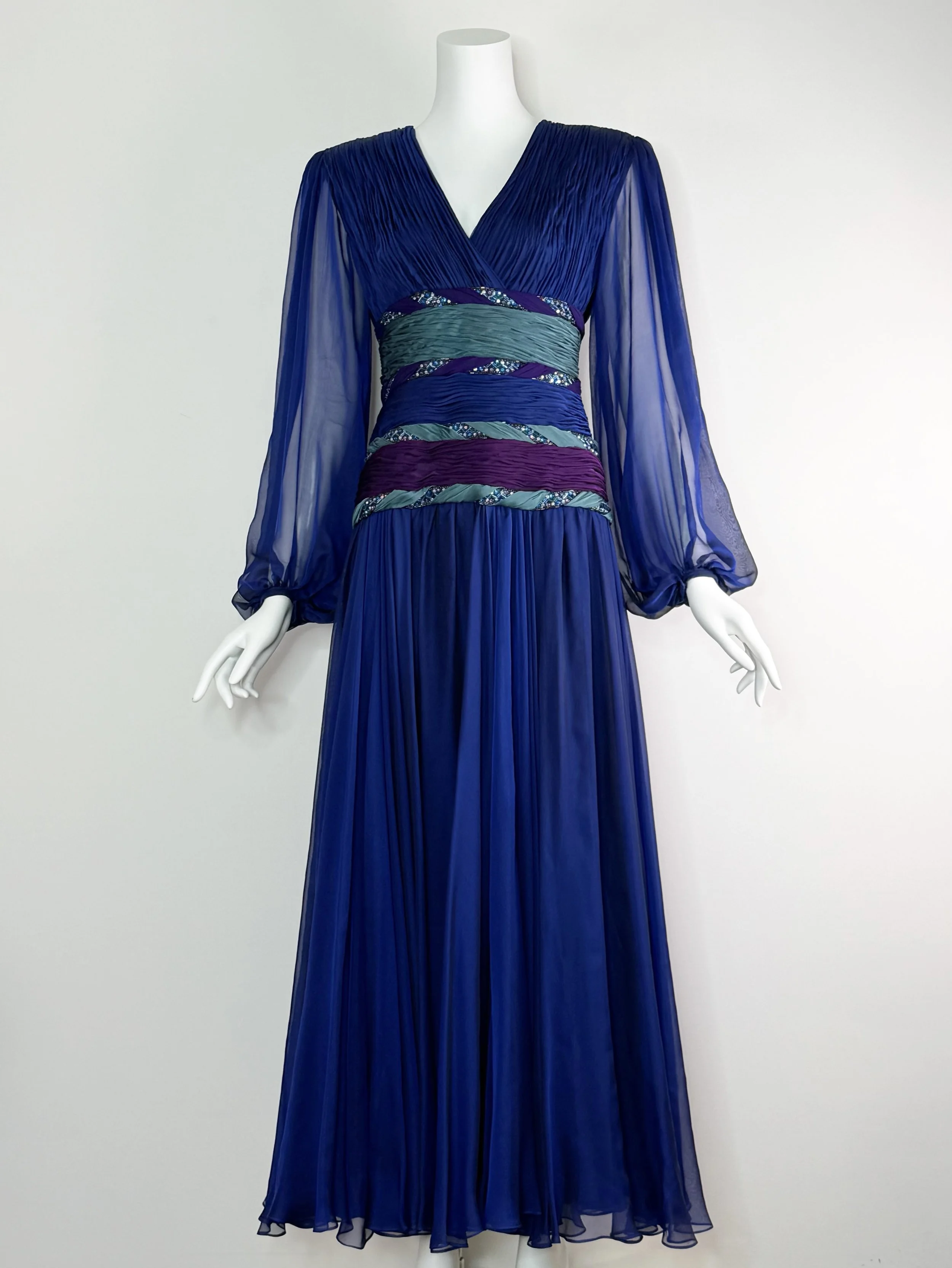 1980s silk Michael Casey evening gown