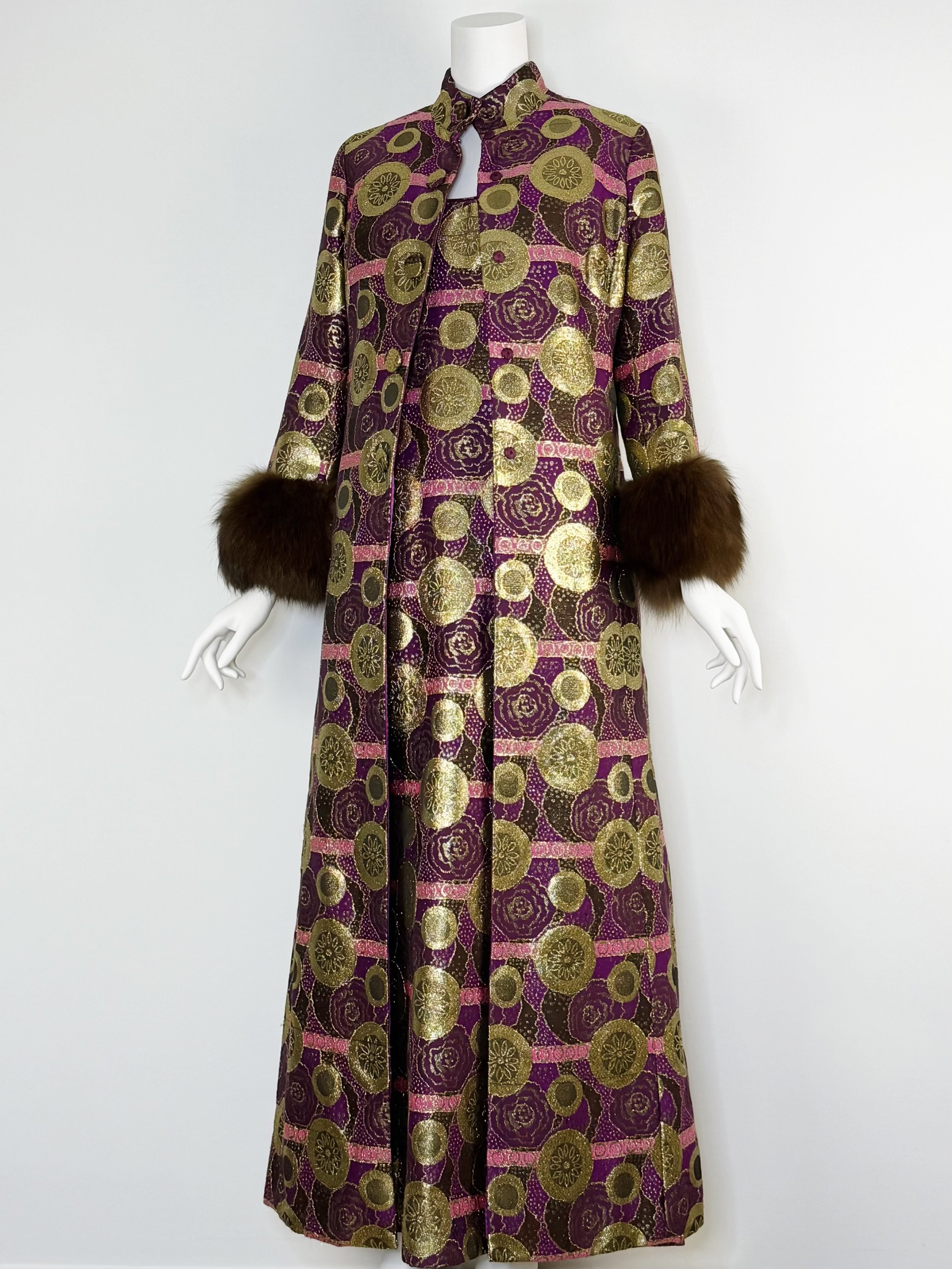 1970 Mr. Blackwell Custom brocade gown and matching coat