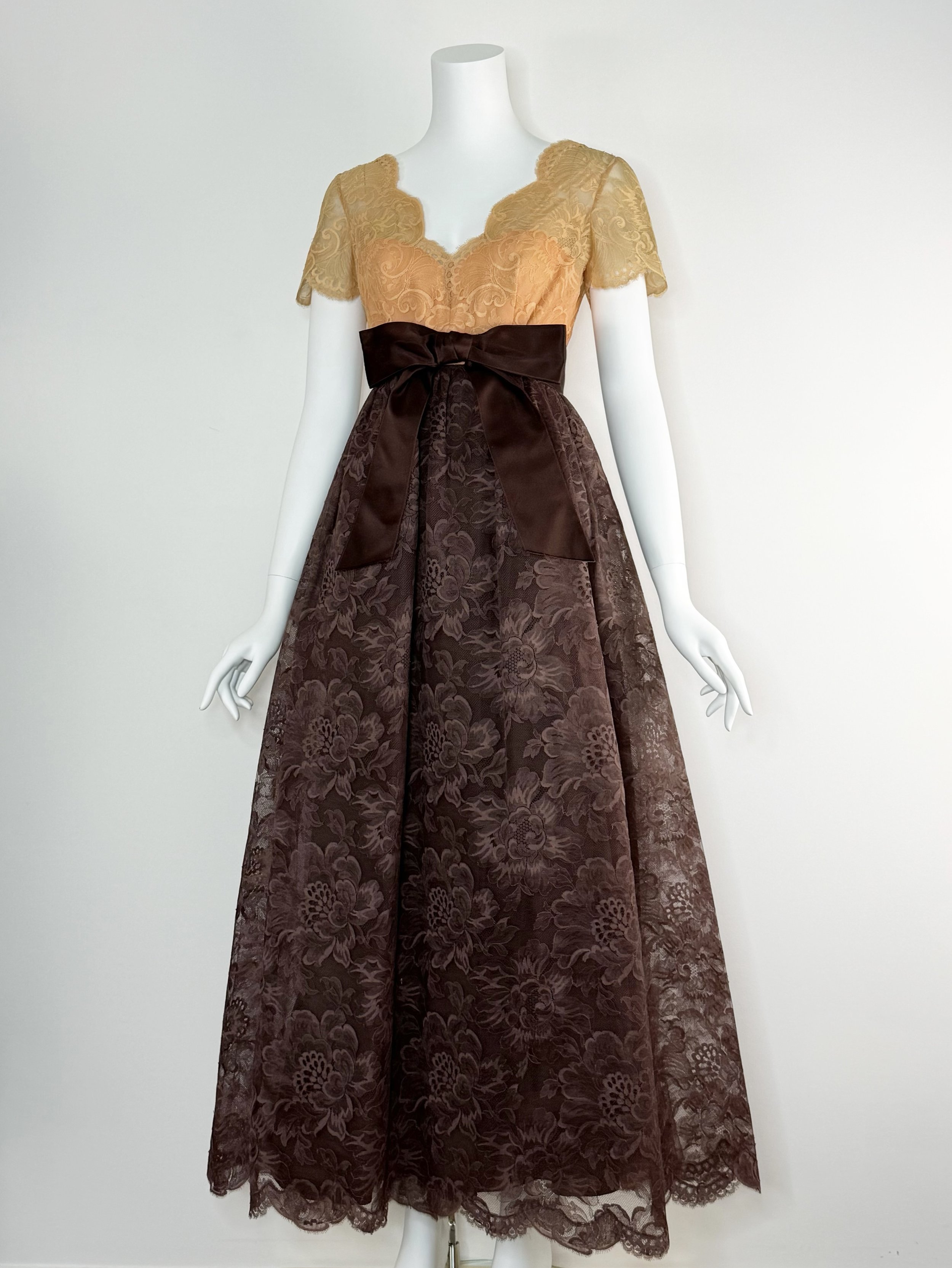 1960s scalloped lace evening gown by Sarmi