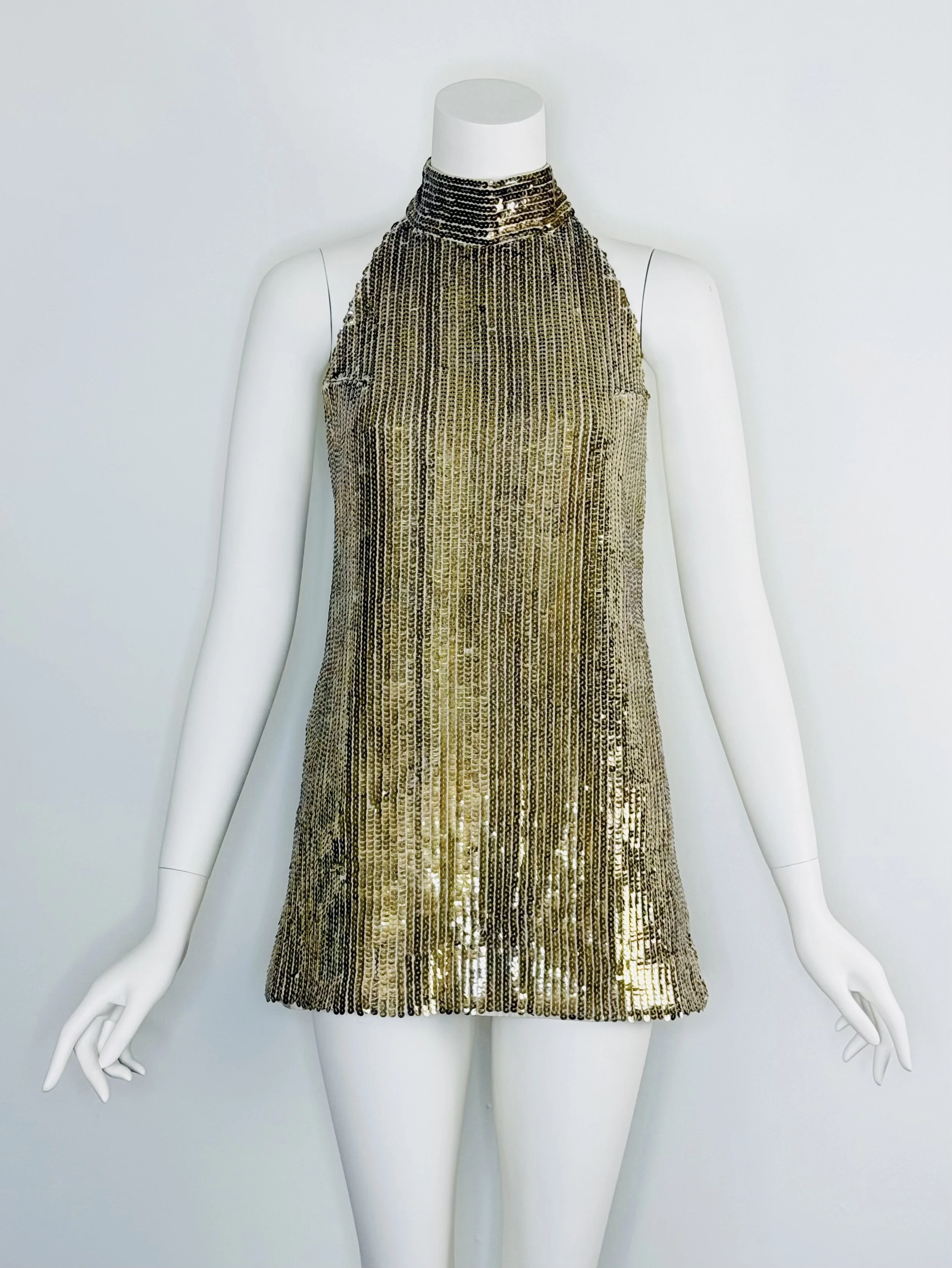 1960s gold sequin mini dress by Paraphernalia