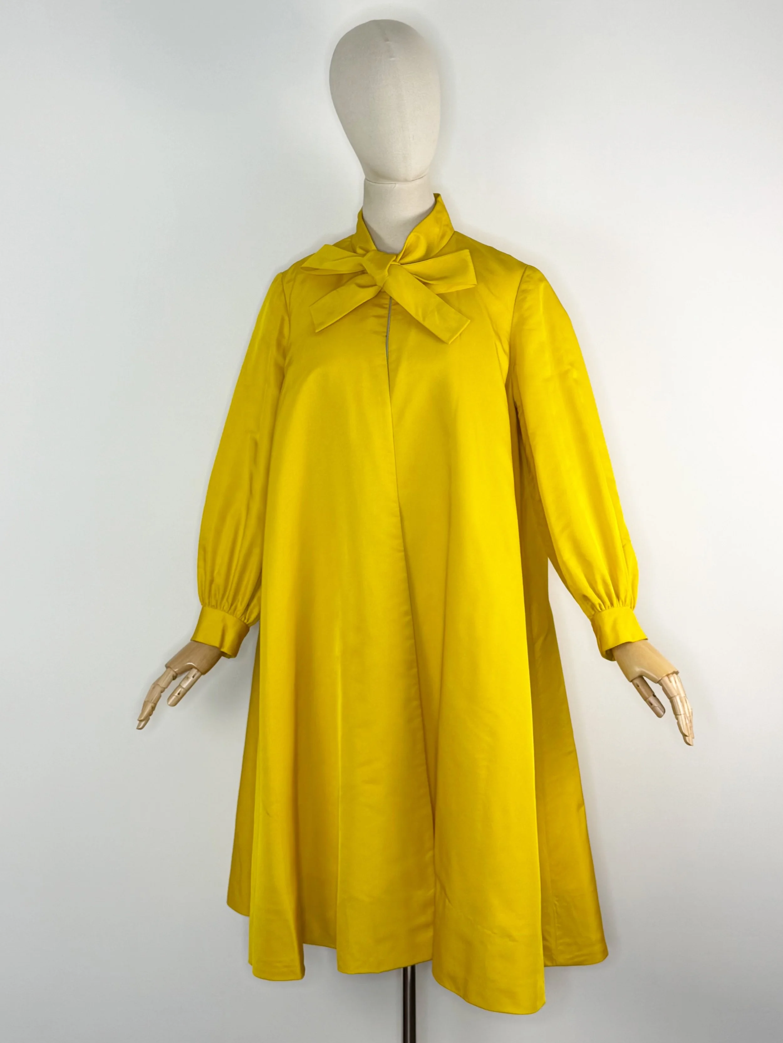 1950s vibrant yellow silk coat by Helen Rose