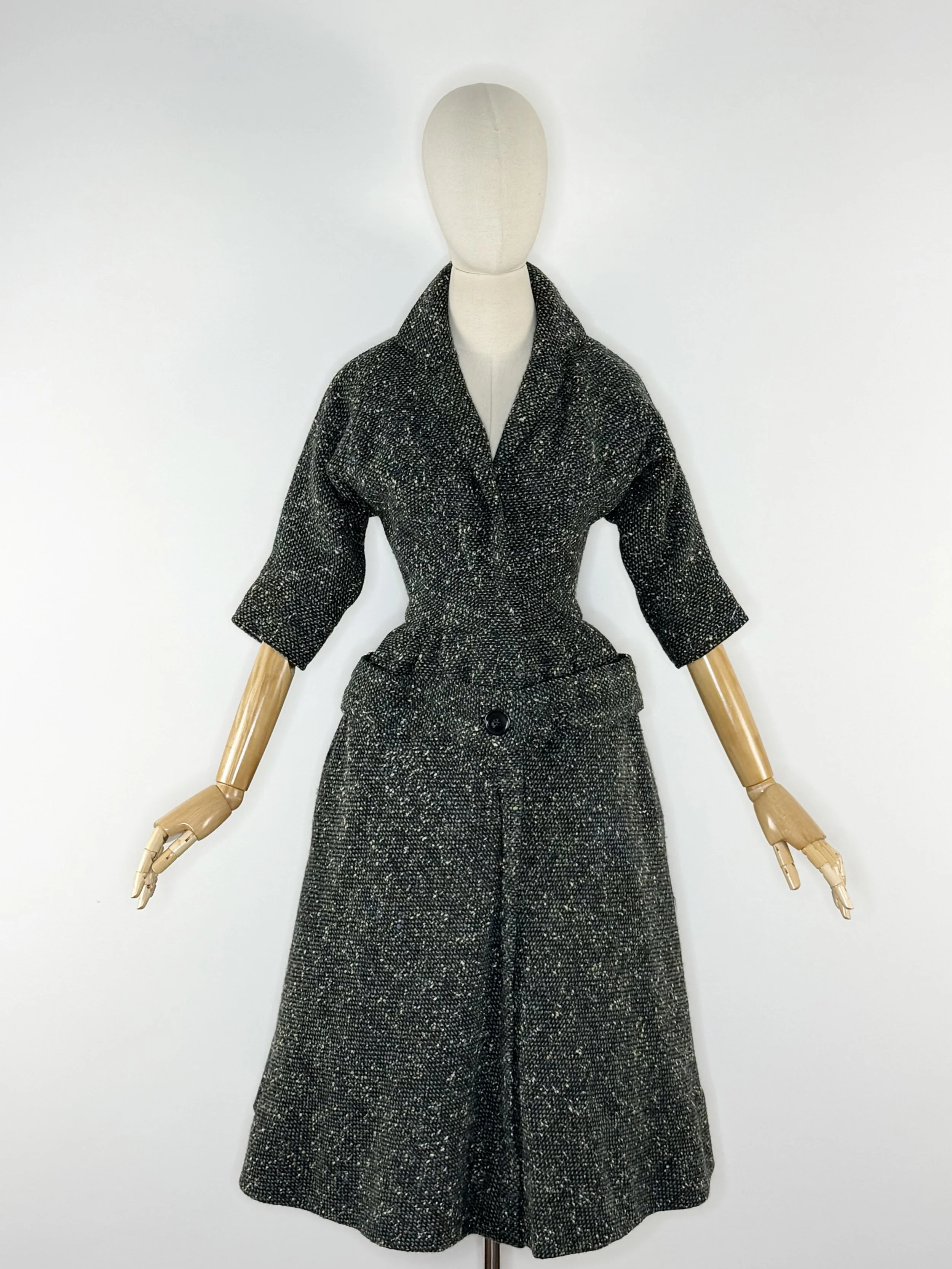 1950s Galanos dress in a rich British Jacqmar tweed