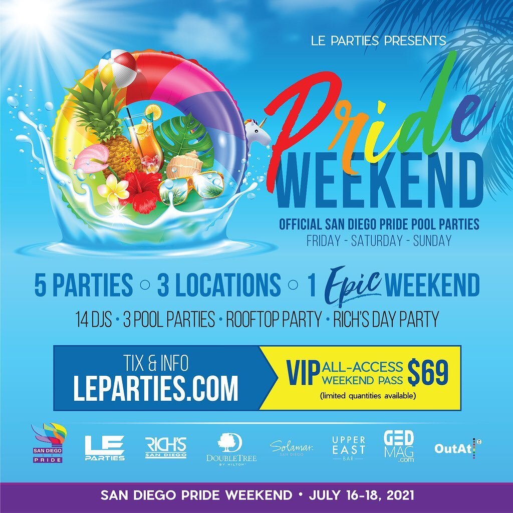 Tickets go on sale for pride pool parties tomorrow! I&rsquo;ll be at @doubletreesandiego 12-3PM on Sunday July 18th! 🌈🔥 

@leparties @sandiegopride