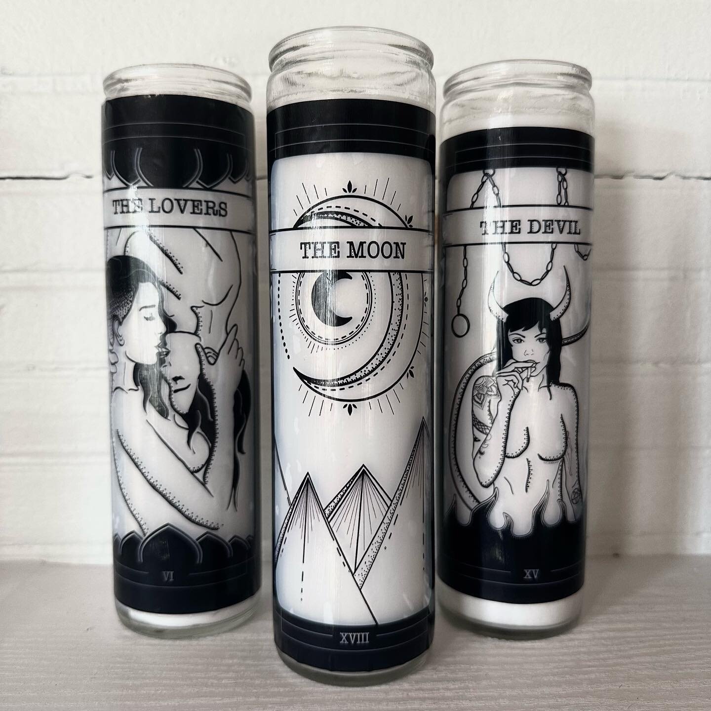 ✨New Product✨
Add intention to your space &amp; spiritual practice with hand-made Queer Witch Tarot prayer/devotional candles! (Link In Bio)

Currently have two of each of these in stock, but I&rsquo;ll make more if y&rsquo;all like them :)

&bull; T