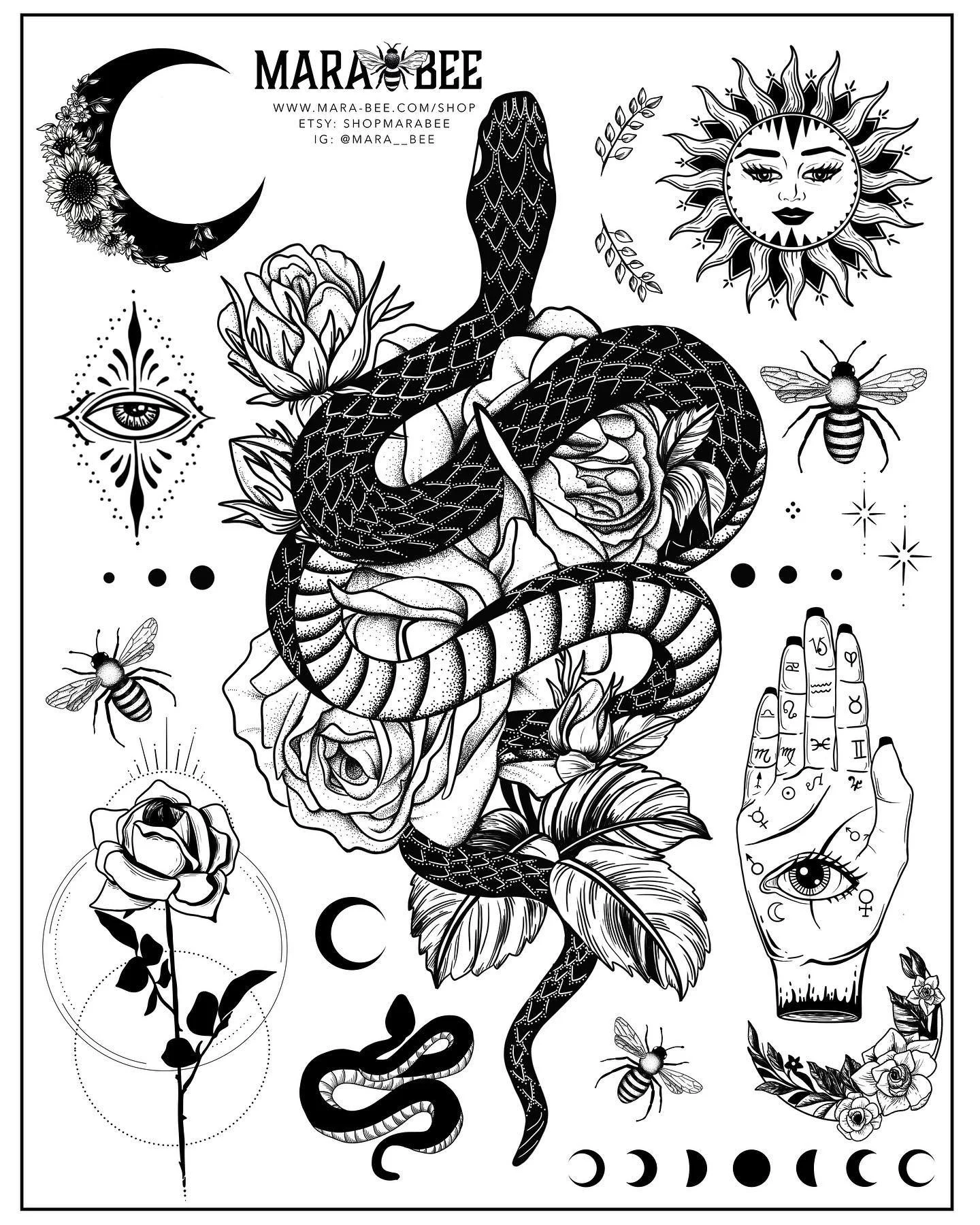 Temporary Tattoos Are Here!! Running a limited time sale to kick her off and see which designs y&rsquo;all are drawn to. There are only a few of each sheet, so head to Etsy to grab one or DM me if you want one from that first batch! #linkinbio

After