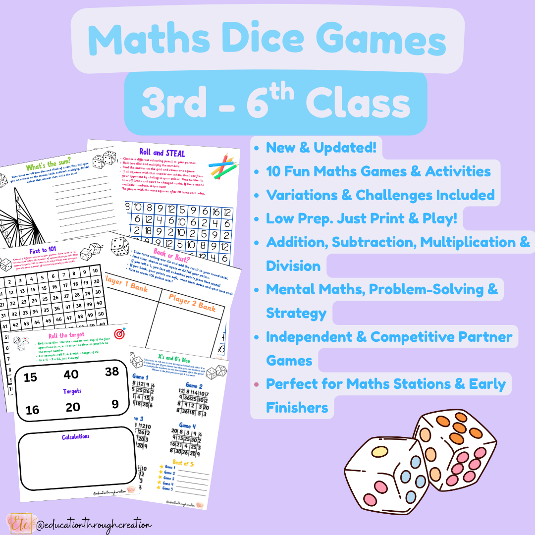 Dice Games & Activities – 3rd to 6th Class