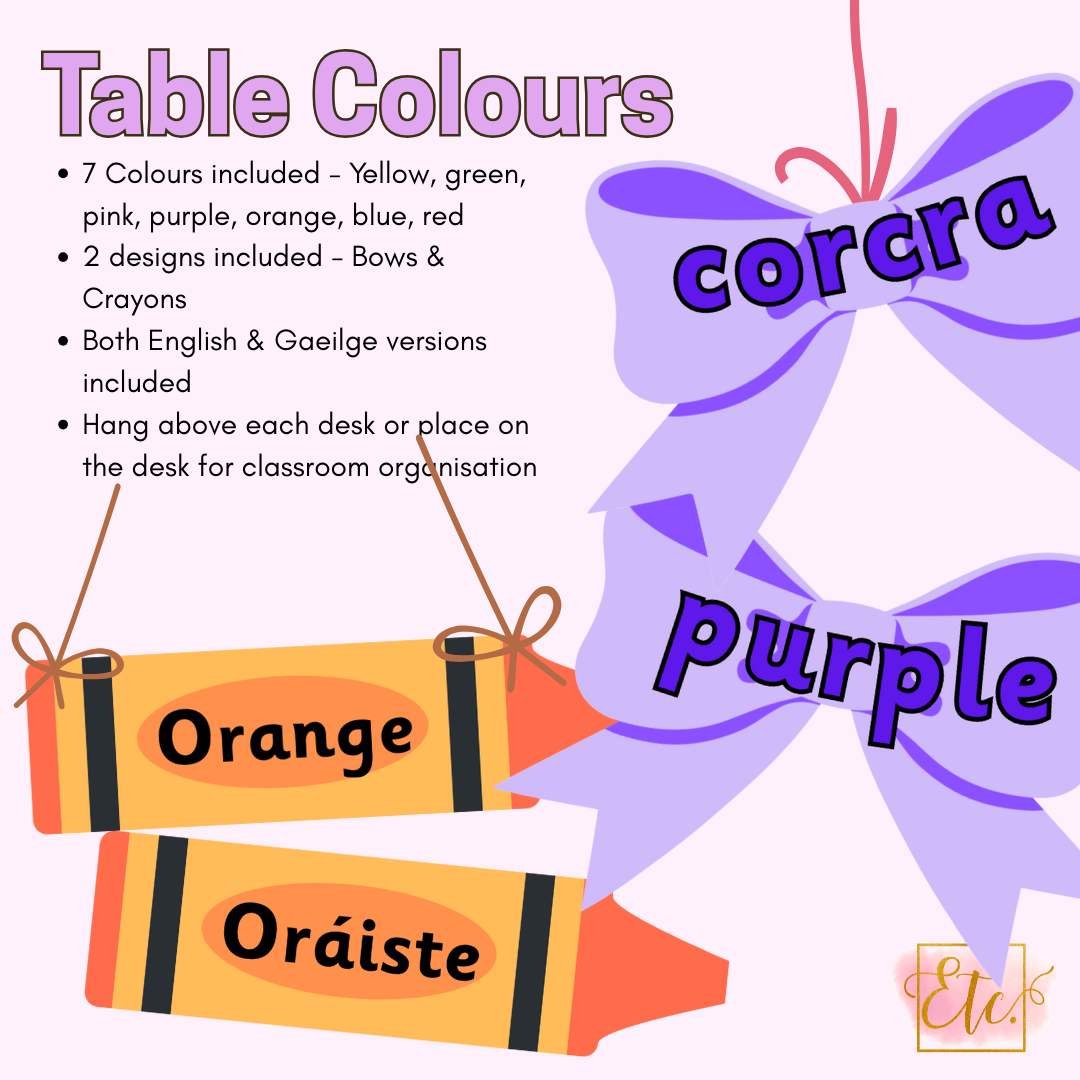 Classroom Table Colours