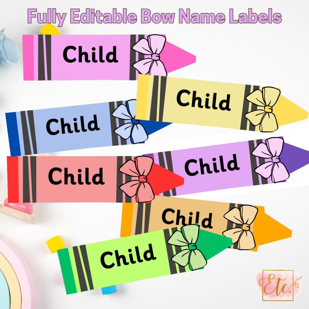 Bow Colour Name Labels - Editable