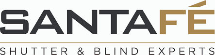 Logo for Santa Fé Shutter & Blind Experts with black and gold text.