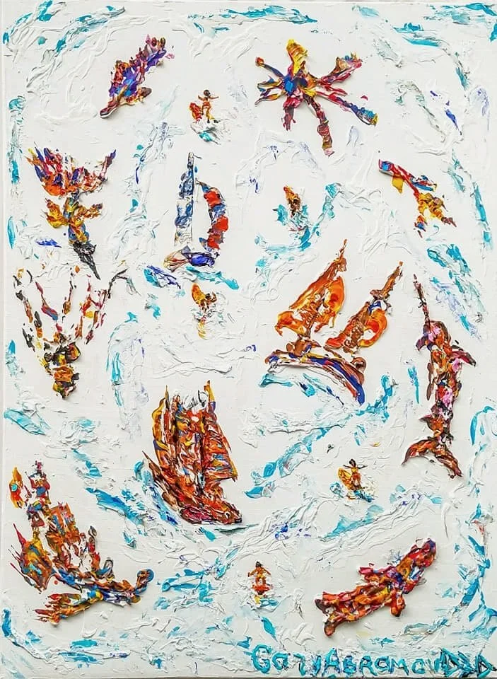 Surfing Amazing Ocean. Oil Acrylic on canvas. SOLD