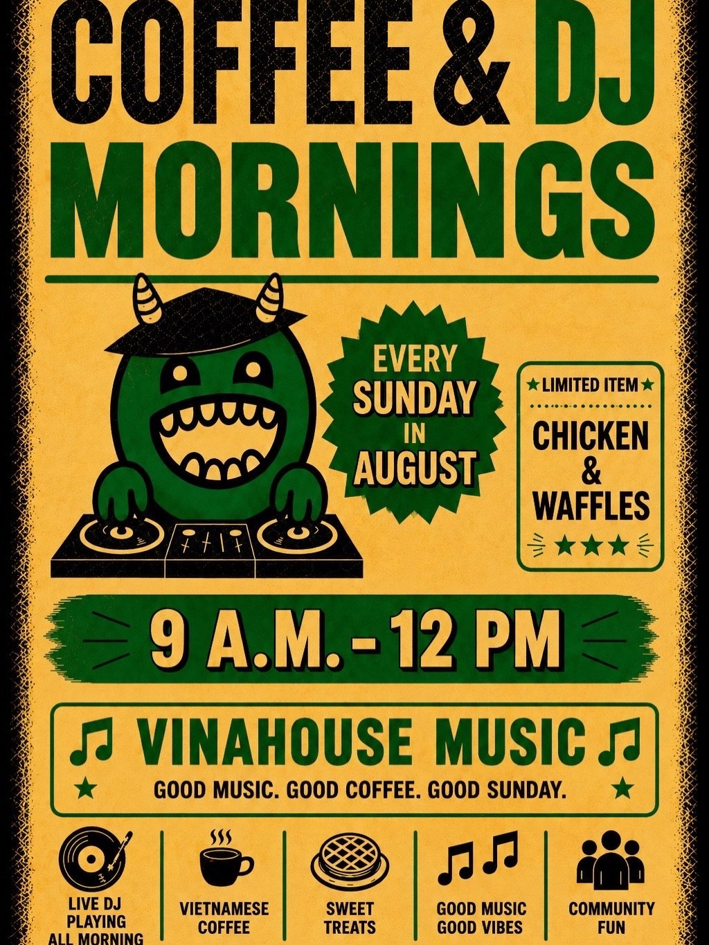 COFFEE &amp; DJ SUNDAYS ARE BACK! 

OAKLAND you showed us the love last Sunday, so we&rsquo;re bringing it back EVERY SUNDAY IN AUGUST!

After seeing how much everyone enjoyed our specialty coffee at last week&rsquo;s event, we thought&hellip; why st
