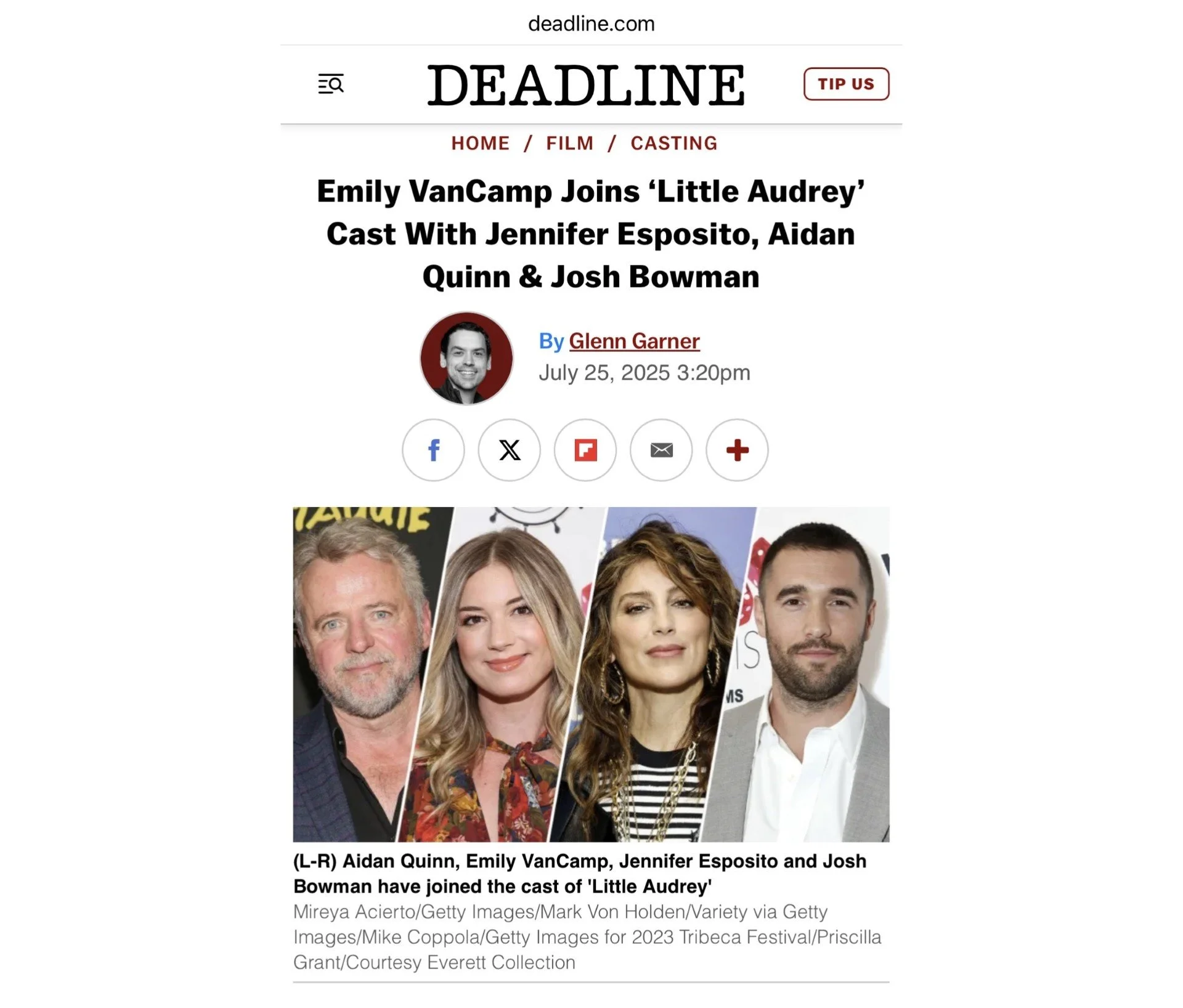 Caitlin McCarthy’s supernatural spiritual mystery LITTLE AUDREY — inspired by the extraordinary true story of Audrey Santo — was helmed by director/producer Michael Mailer and features an all-star cast: Aidan Quinn, Emily VanCamp, Jennifer Esposito,