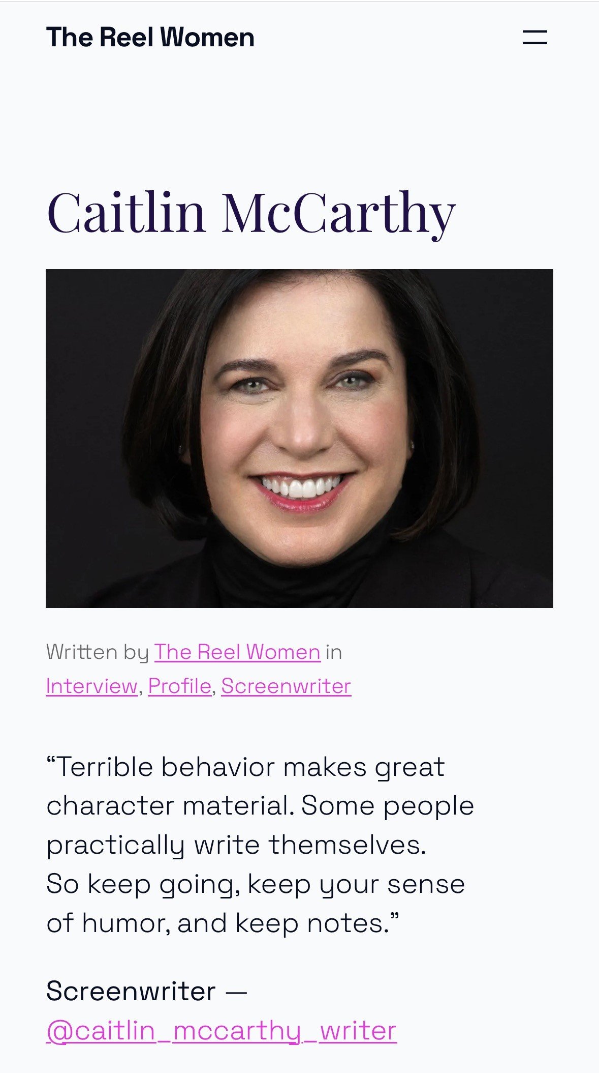 Caitlin McCarthy is featured in "The Reel Women," a platform dedicated to celebrating women working in film and television. They talked about her unconventional journey into screenwriting, the challenges of breaking into Hollywood from outside Los An