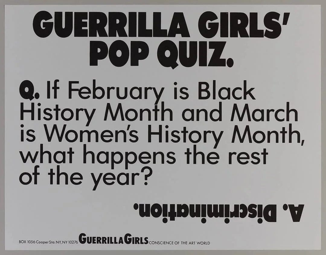The Art of Rage |  arts, healthcare, the workplace, and beyond! Guerrilla Girls. Guerrilla Girls&rsquo; Pop Quiz, 1990. Offset lithograph. Brooklyn Museum, Gift of Guerrilla Girls BroadBand. (Photo: Brooklyn Museum)