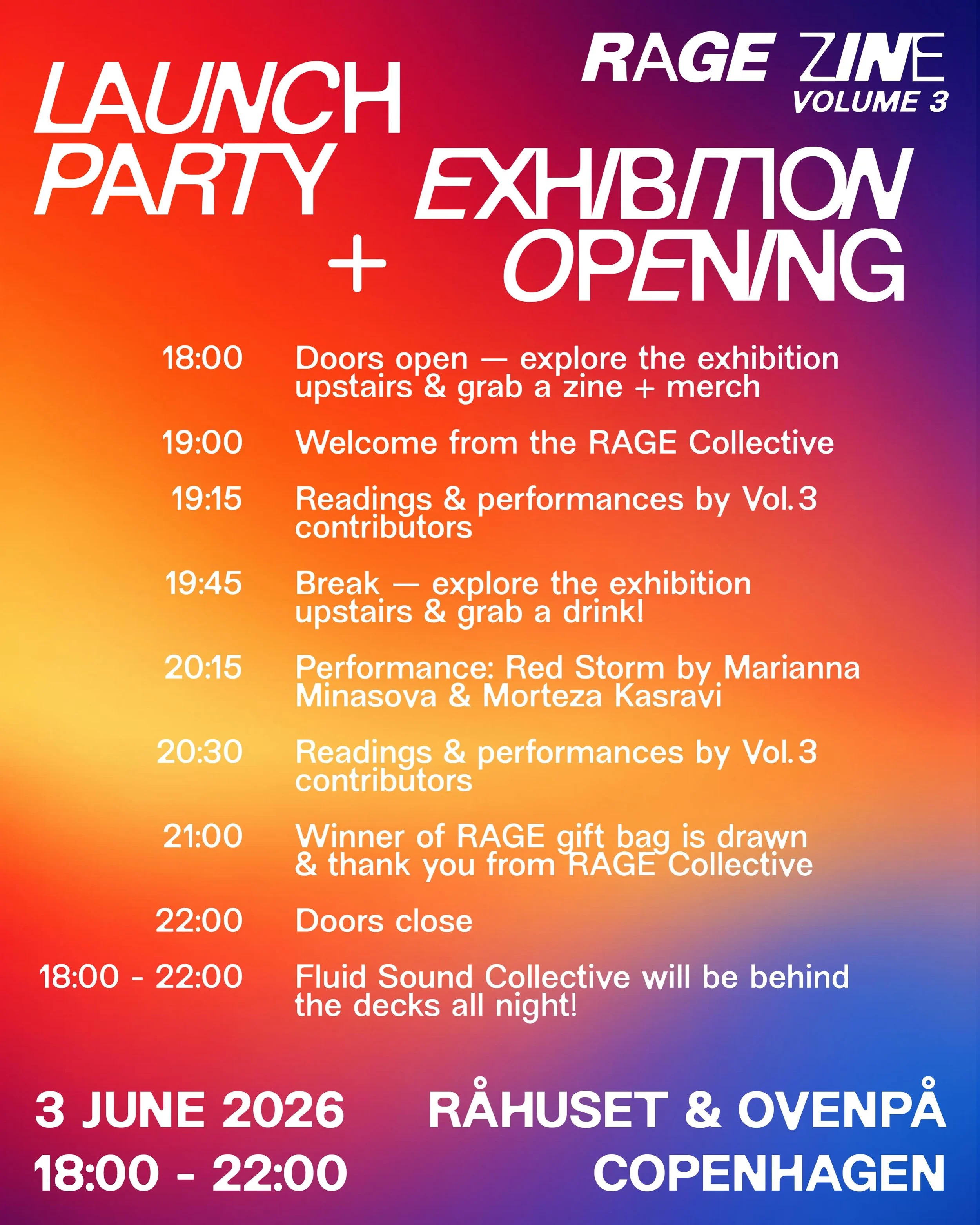 ⚡️Only 1 week until we launch RAGE ZINE Vol. 3⚡️

The zine is getting printed by @eksskolens and we&rsquo;re making the last preparations for the launch and exhibition 💫 We&rsquo;re so excited to share the programme for our launch party and exhibiti