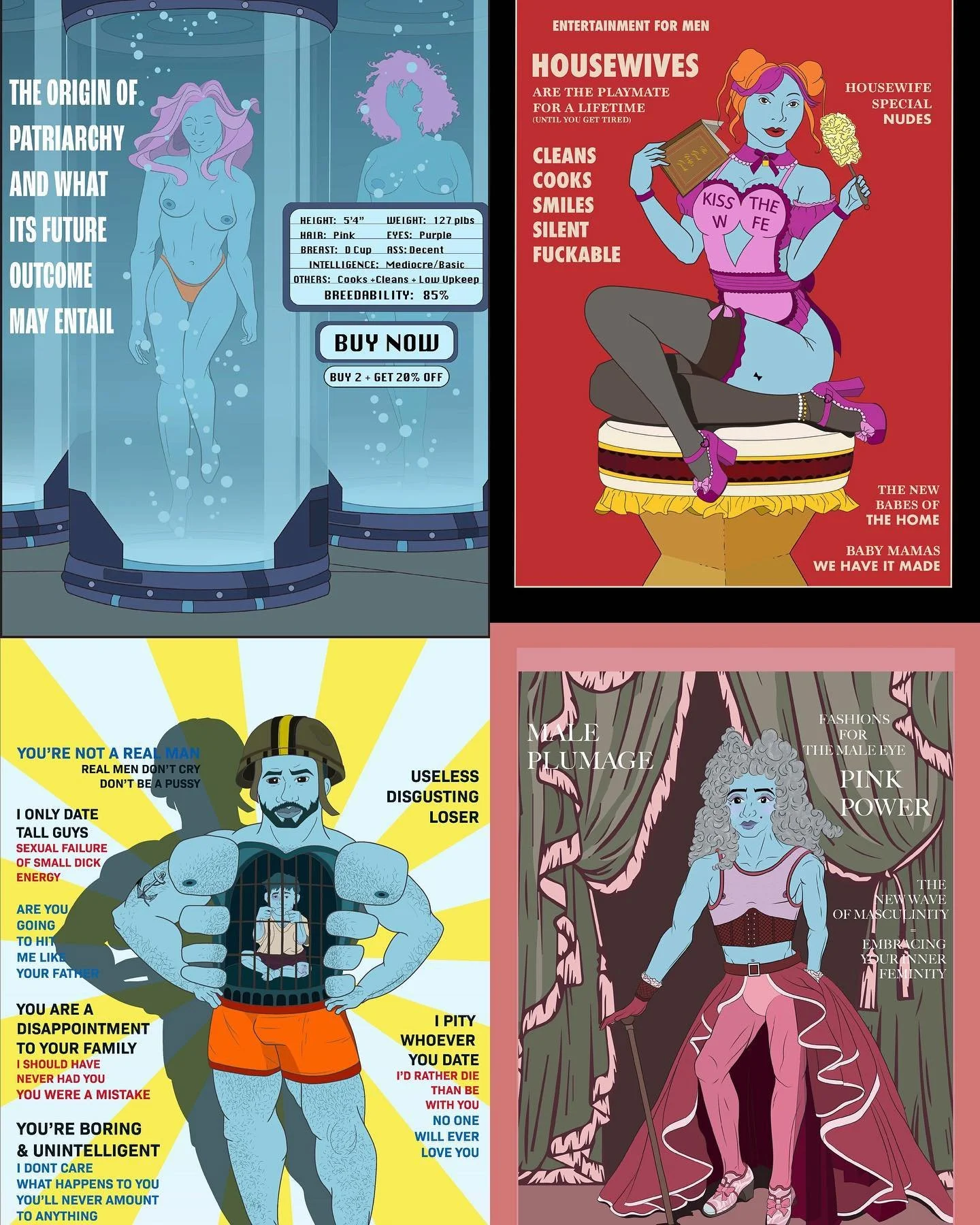 Project Patriarchy 🚨🤺
Part 3

One part of an intricate and complex project I was working on last fall on the concept of patriarchy, these magazine covers are ones I created specific to the individual magazine they represent and the subjects each on