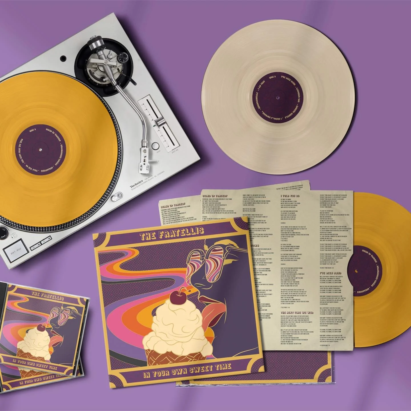 "He saw every detail burning like sun
Couldn't get it straight that his race was run" ☀️🏃

Curious &amp; wondered what my art would look like in the context of a vinyl record? So was I, and made some mock ups!!! 💿✨

If you want to learn m