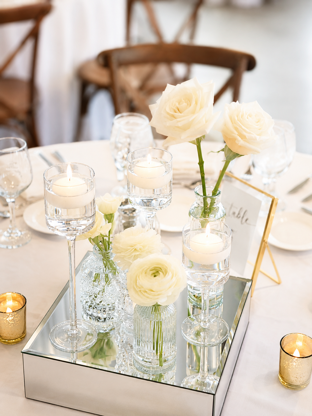 bud vases with candles 