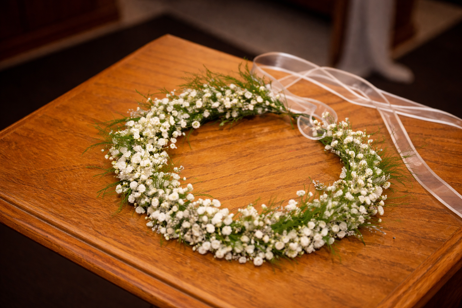A delicate flower girl crown made with soft baby’s breath and airy greenery — timeless, sweet, and perfect for the littlest star of your wedding day. 
Handcrafted with care, this floral crown adds a gentle, romantic touch to ceremonies, portraits, an