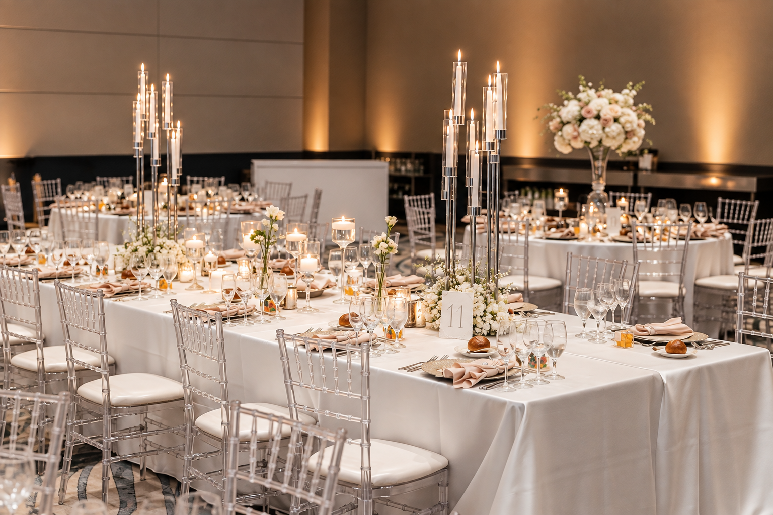 candelabras with flowers