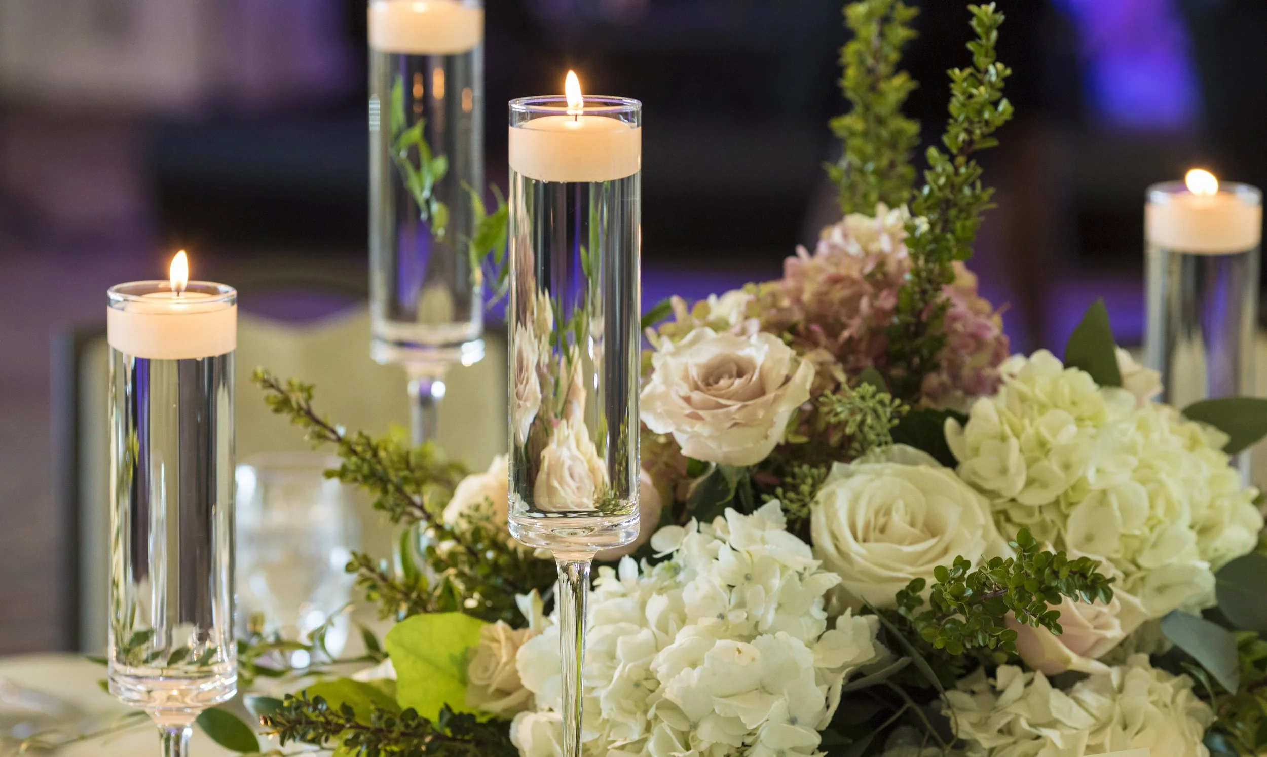 flowers with candles