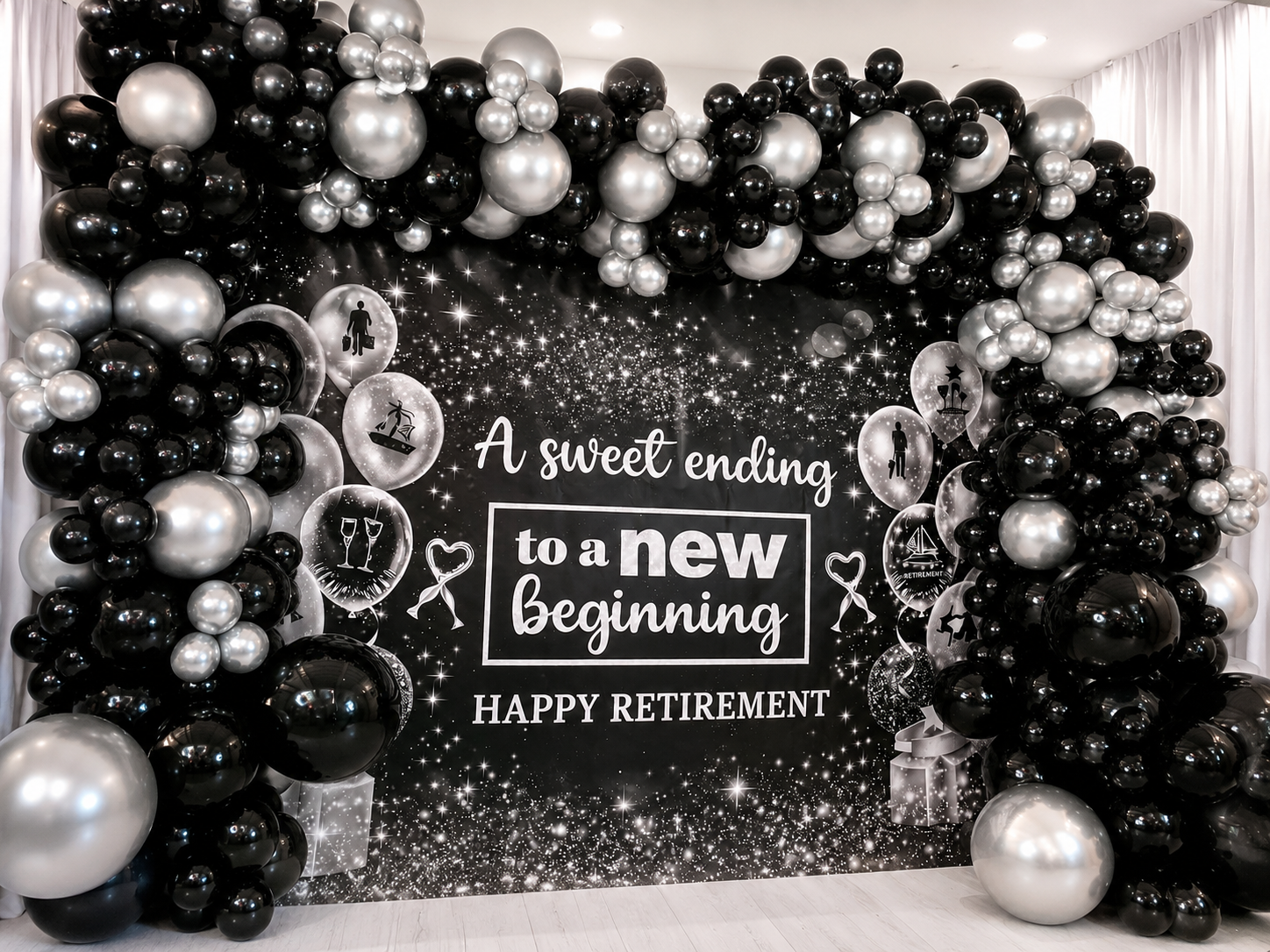 balloon backdrop retirement 