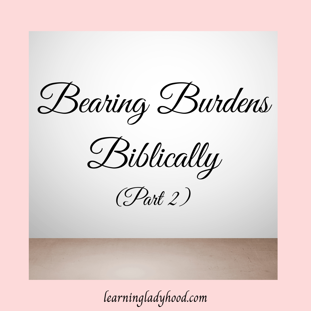Bearing Burdens Biblically Part 2: Bearing My Own Burden