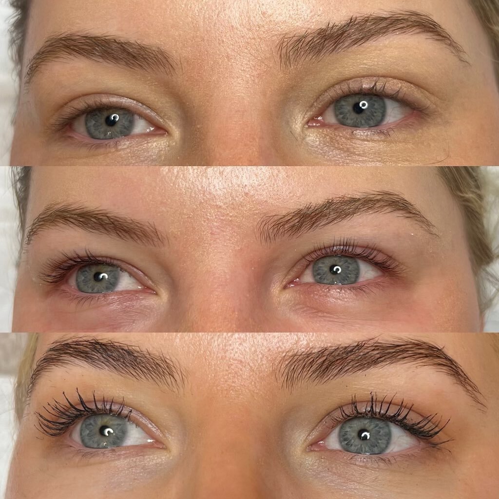 Our favorite Lash combo- Lash Lift &amp; Tint + Revitalash Serum. Real results!

The photos are before and after a lash lift and tint and the last photo is with mascara on.  By @aestheticsby.sophia 

A lash lift and tint lasts about 6-8 weeks. Call a