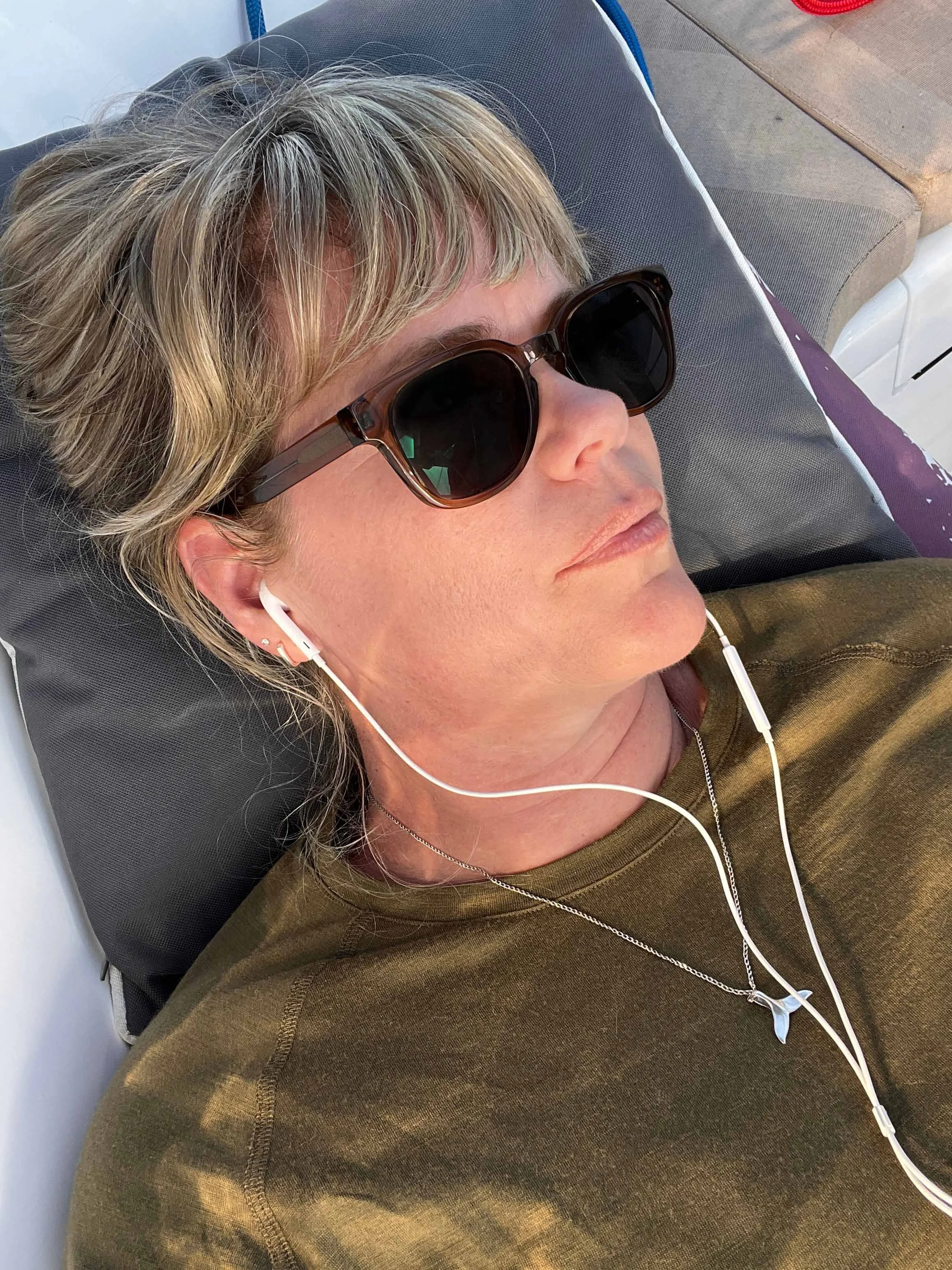Relaxing on passage in a Zorali merino top