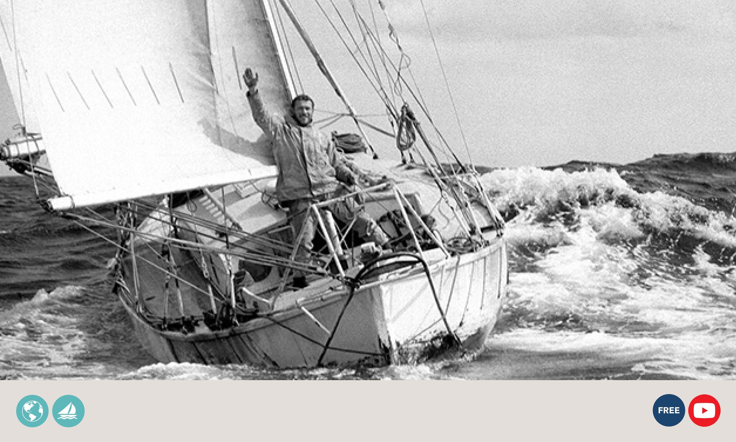 Robert Knox-Johnson waves from his yacht