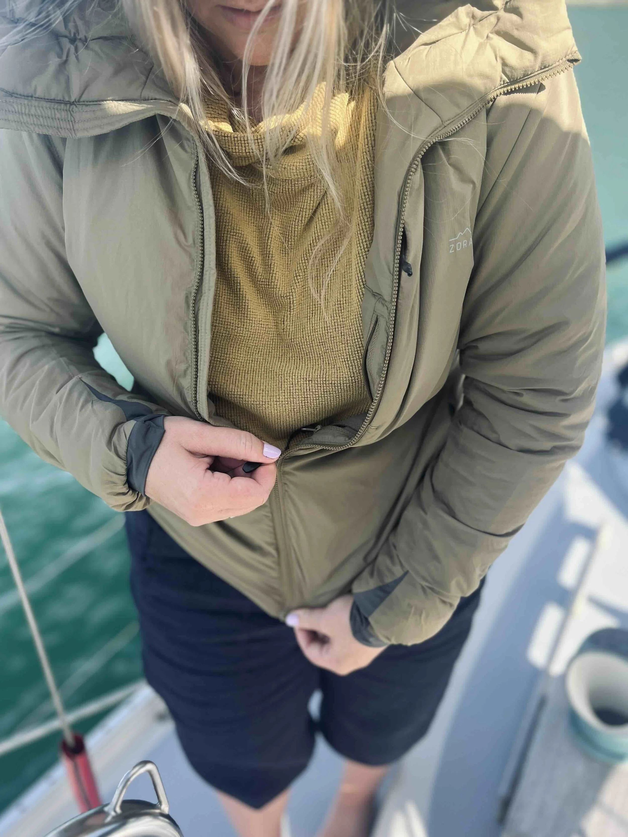 Zorali Hotham Thermolite Jacket being zipped up