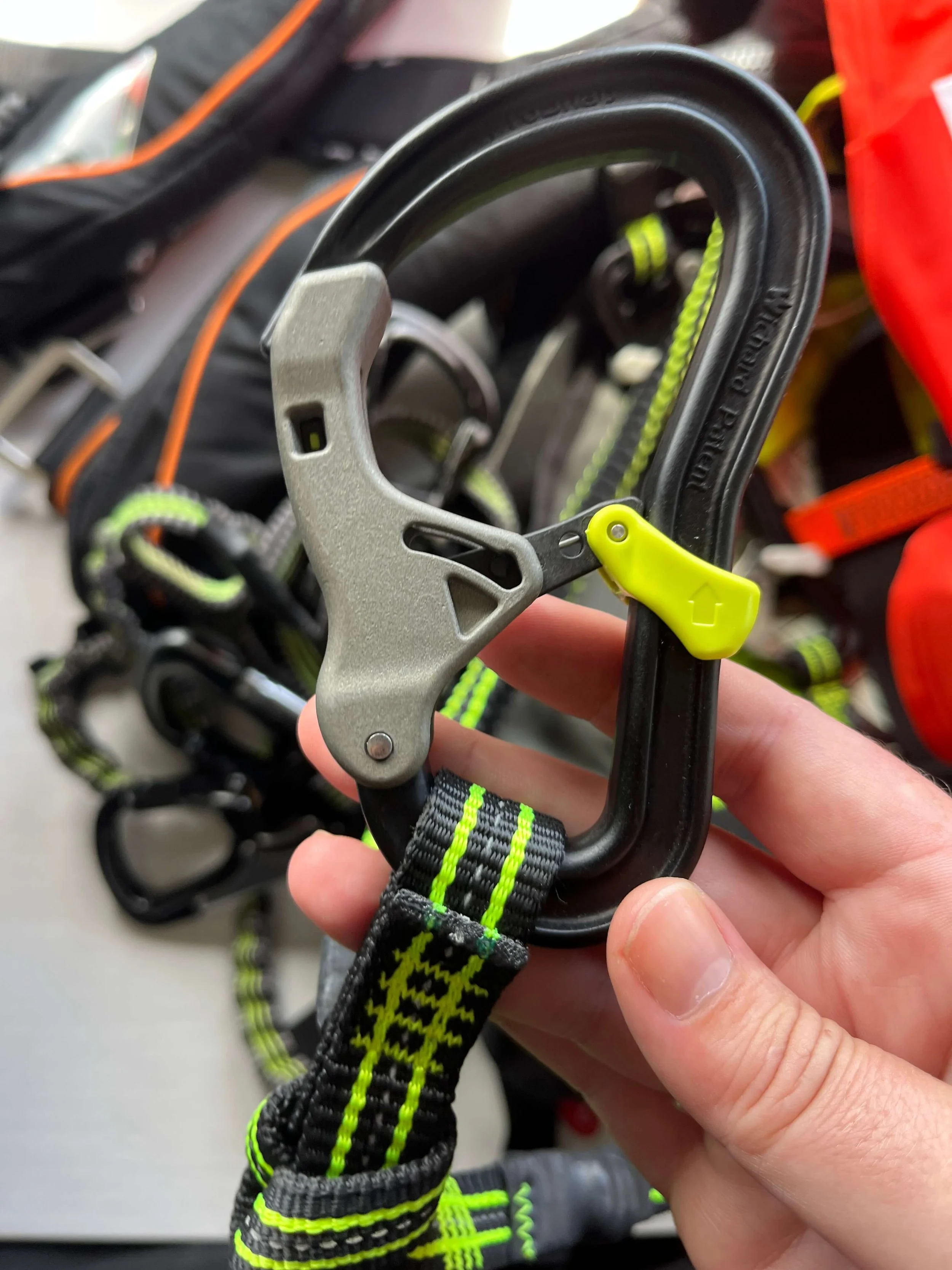 Close up of Spinlock tether safety catch