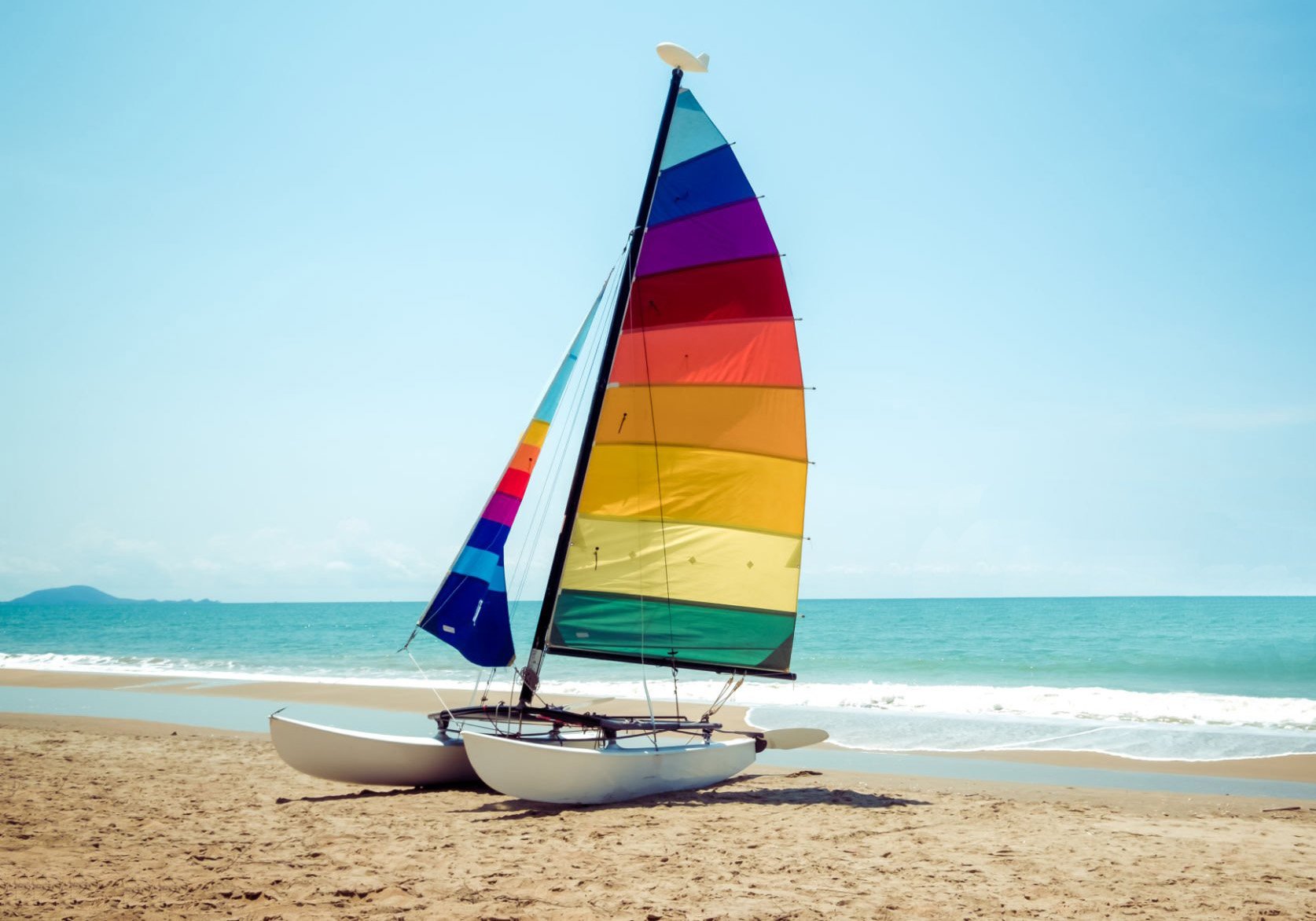 Hobie Cat on a beach in the sunshine