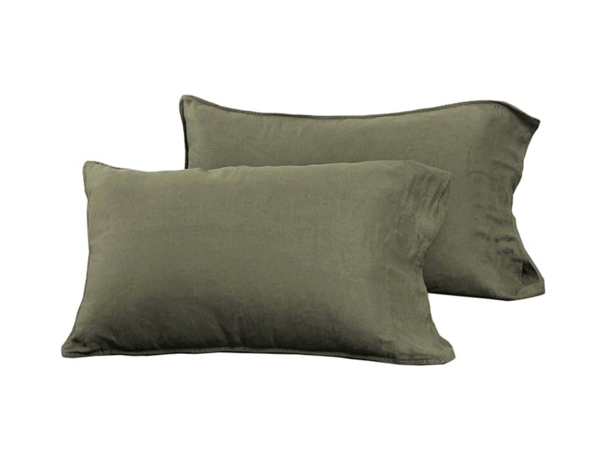 Victory Symbol Linen Pillowcases in Burnt Olive