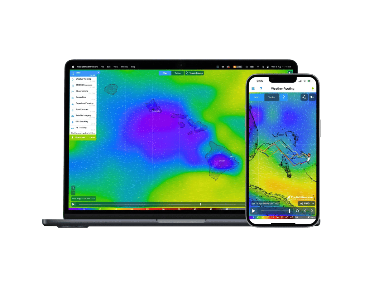PredictWind Subscription shown over different devices