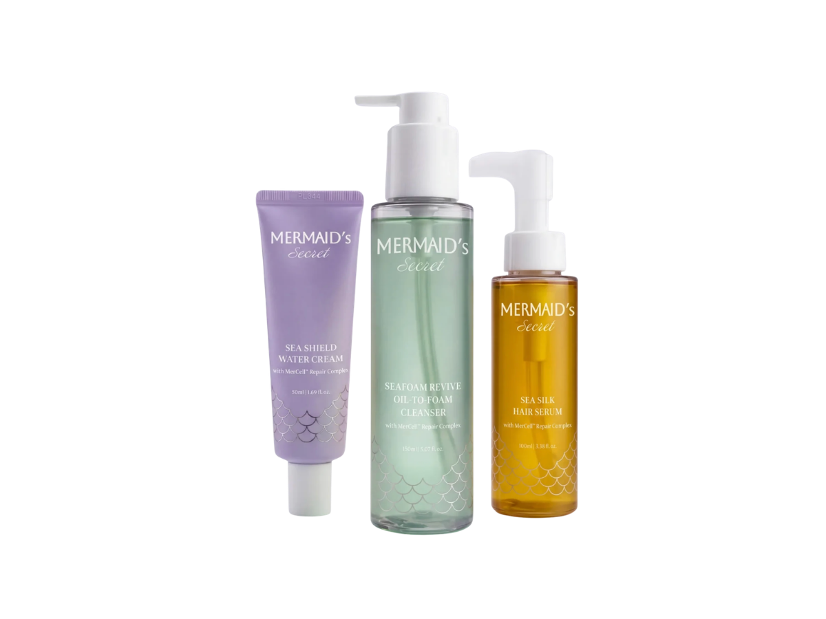 Mermaid's Secret Seafoam Revive Cleanser + Sea Shield Water Cream + Sea Silk Hair serum