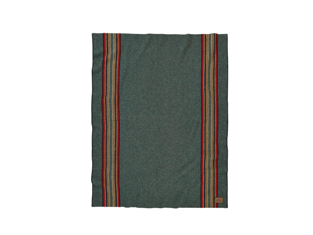 Pendleton Yakima Wool Cotton throw in green heather colour